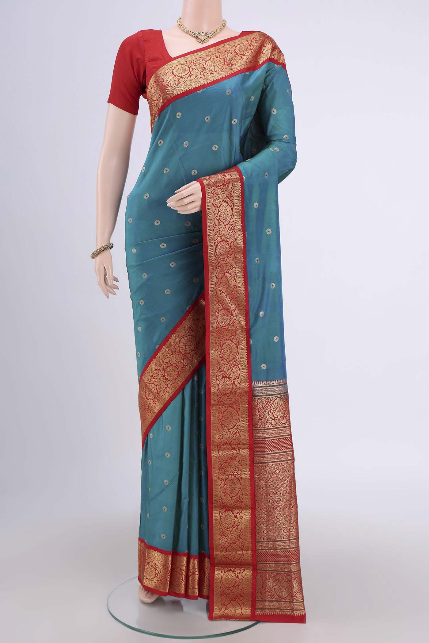 Blue Blended Bangalore Silk Saree