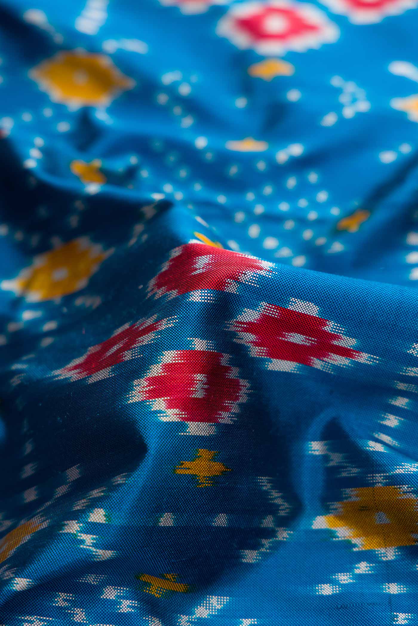 Blue Pochampally Silk Saree - Image 2