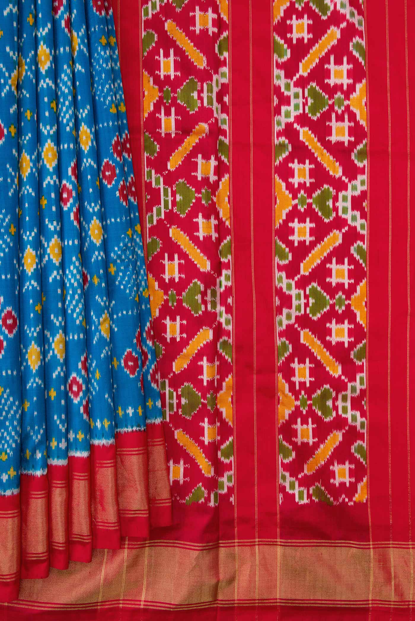 Blue Pochampally Silk Saree - Image 4
