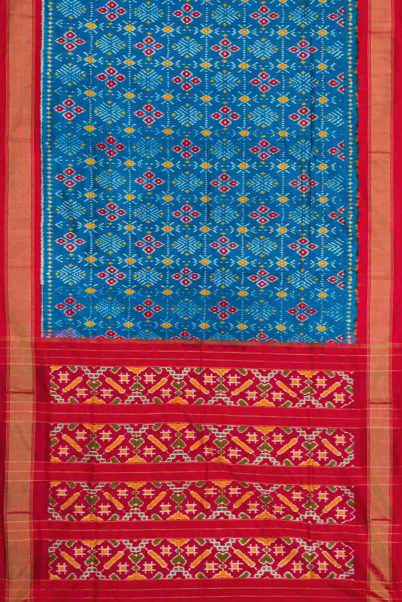 Blue Pochampally Silk Saree - Image 6