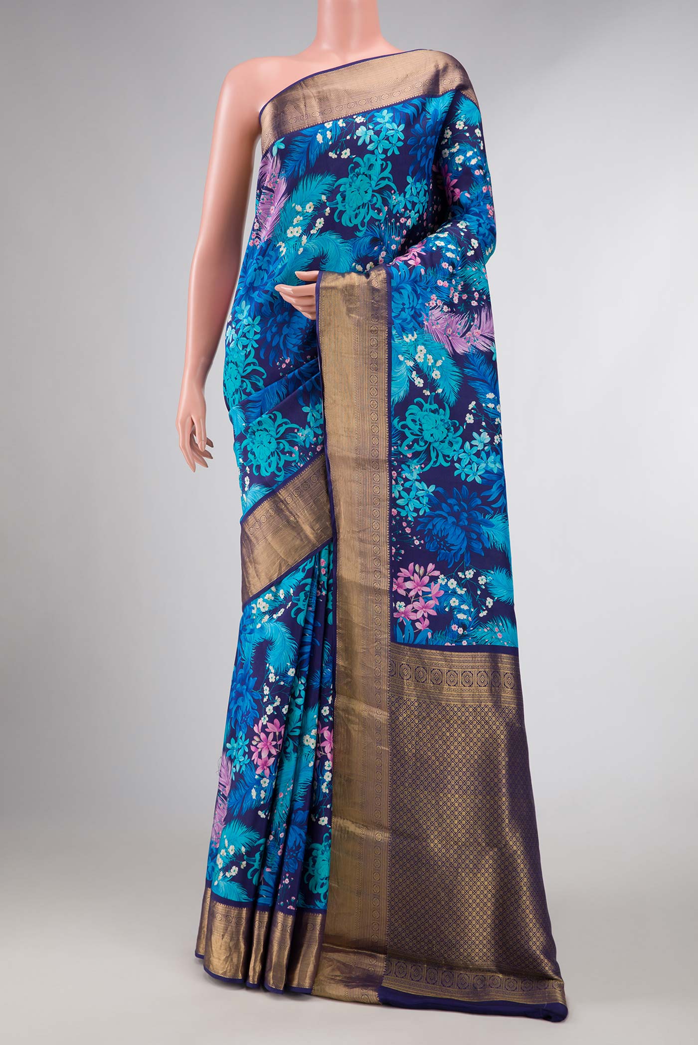 Blue Dual Tone Kanjivaram Silk Saree