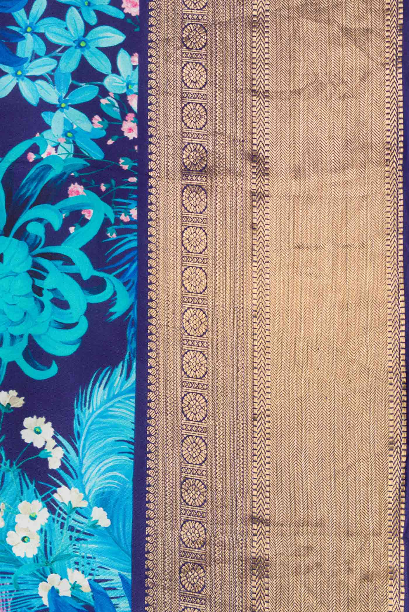 Blue Dual Tone Kanjivaram Silk Saree - Image 3