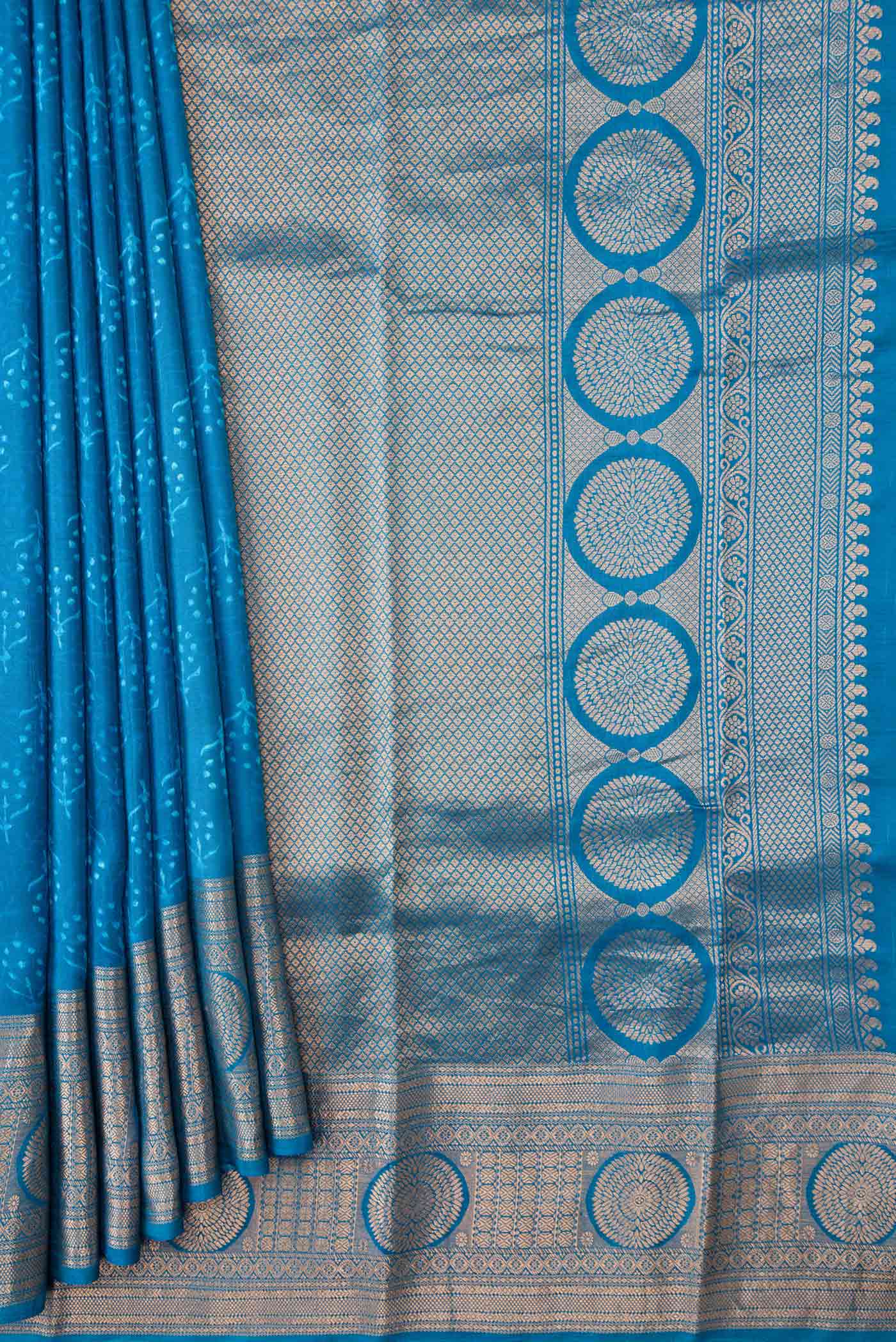 Blue Dual Tone Kanjivaram Silk Saree - Image 4
