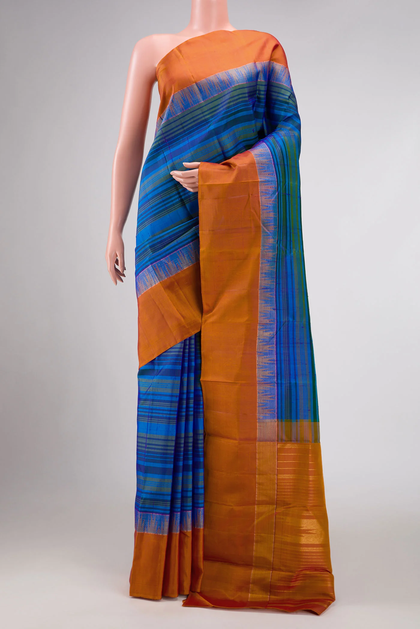 Blue Dual Tone Kanjivaram Silk Saree