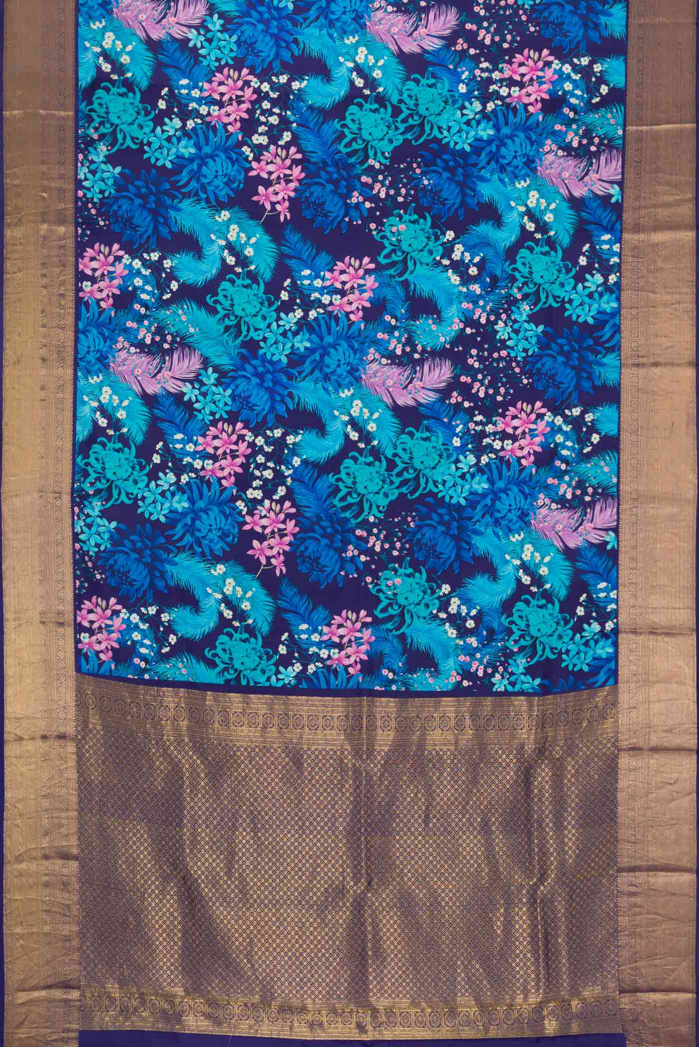 Blue Dual Tone Kanjivaram Silk Saree - Image 6