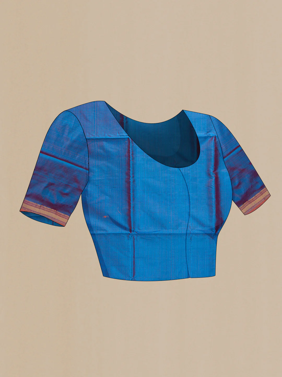 Blue Dual Tone Maheshwari Silk Saree - Image 4