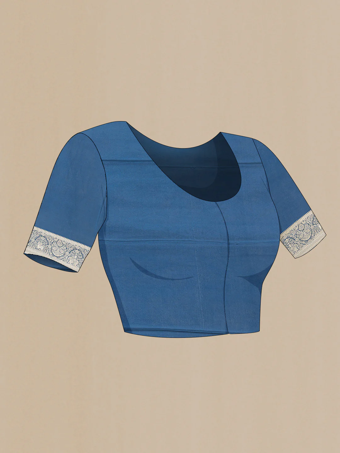 Blue Dual Tone Mysore Crepe Saree - Image 5
