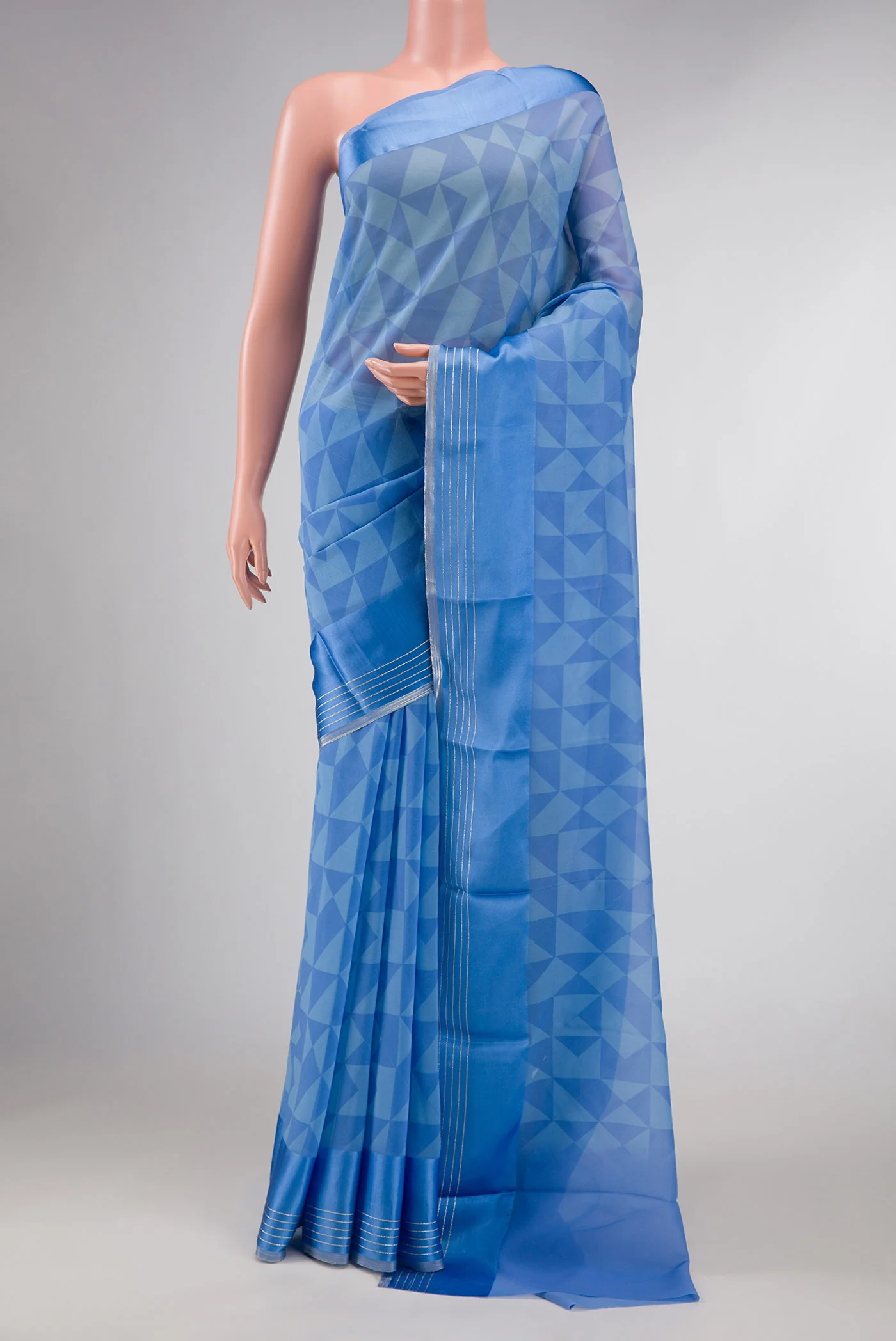 Blue Dual Tone Mysore Georgette Saree