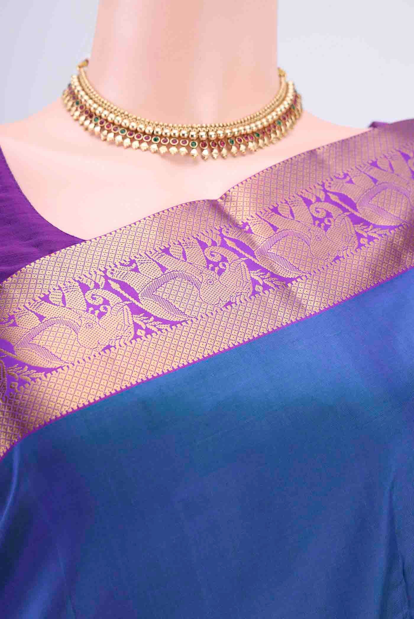 Blue Kanjivaram Silk Saree - Image 2