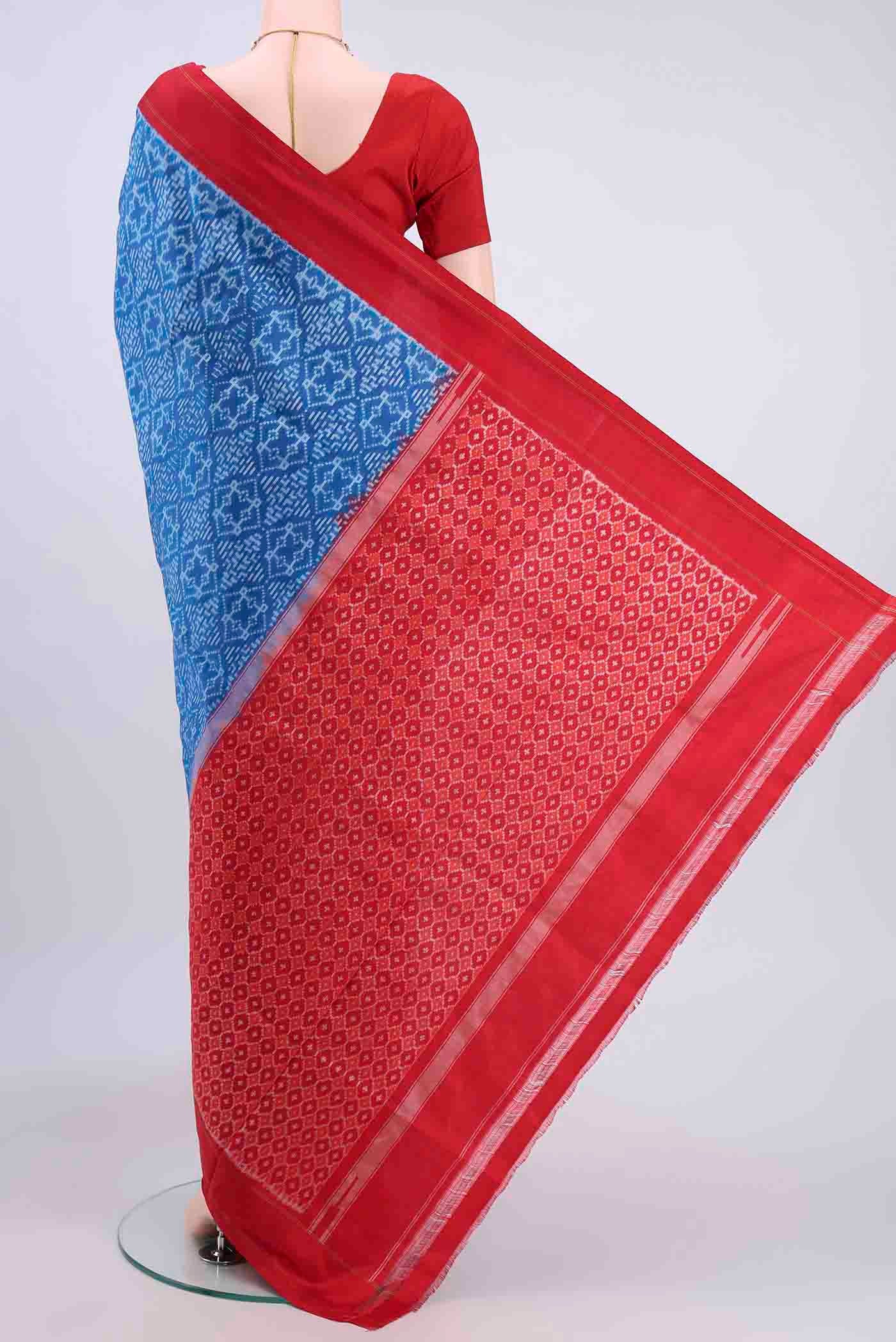 Blue Pochampally Silk Saree - Image 3