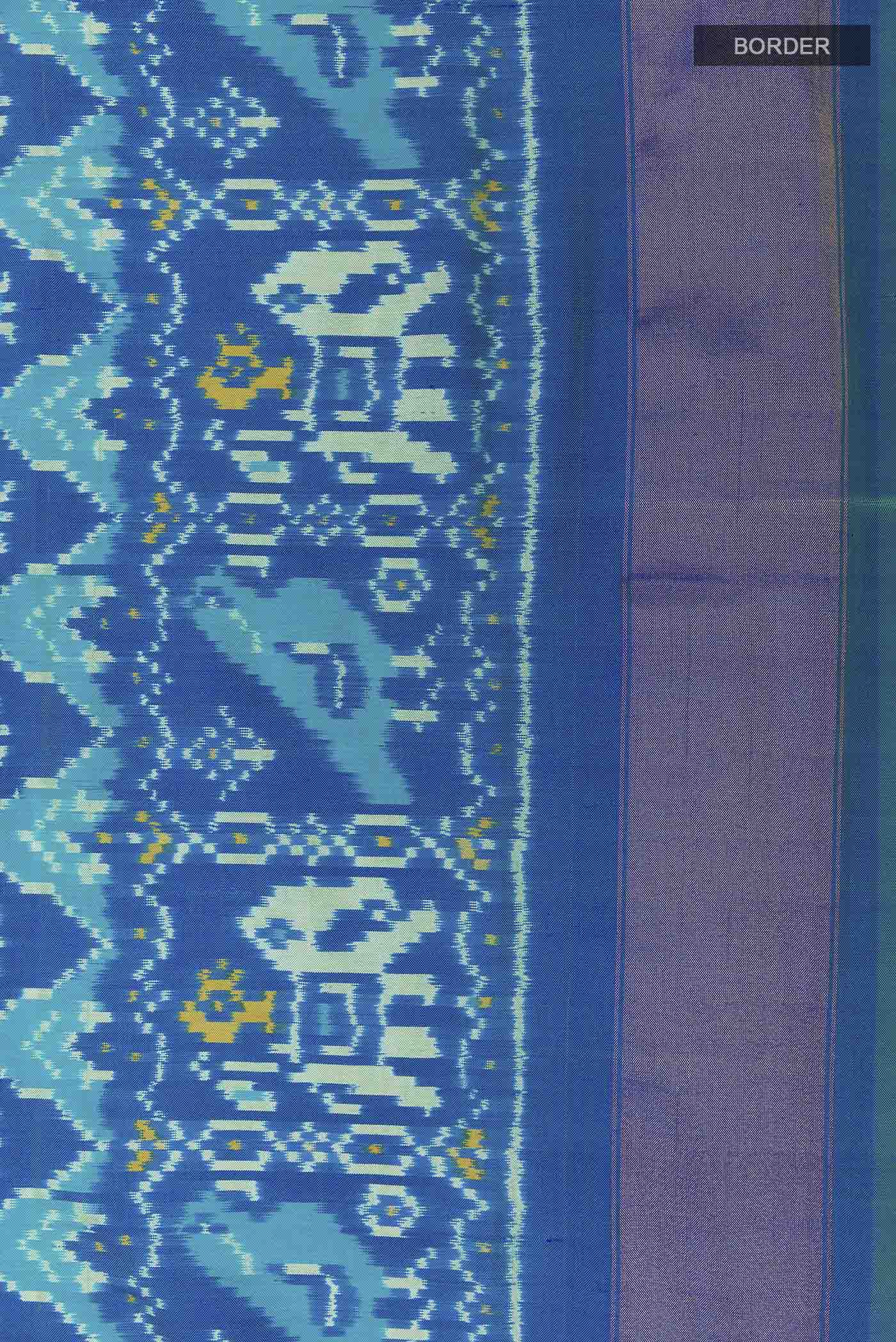Blue Dual Tone Pochampally Silk Saree - Image 3