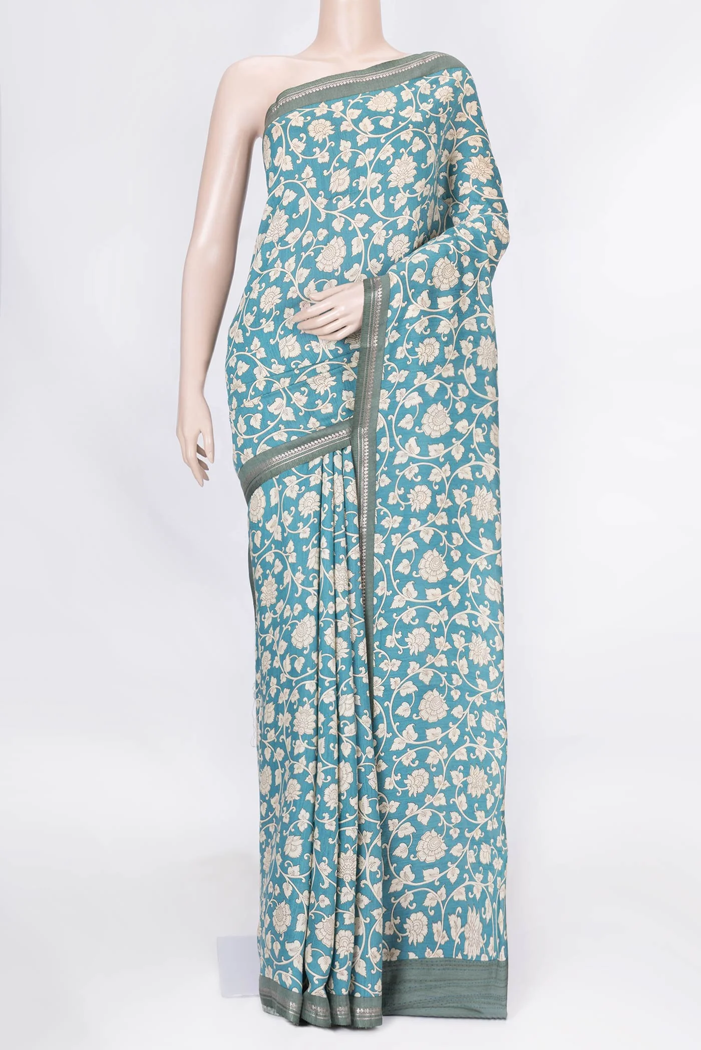 Blue Dual Tone Tussar Saree