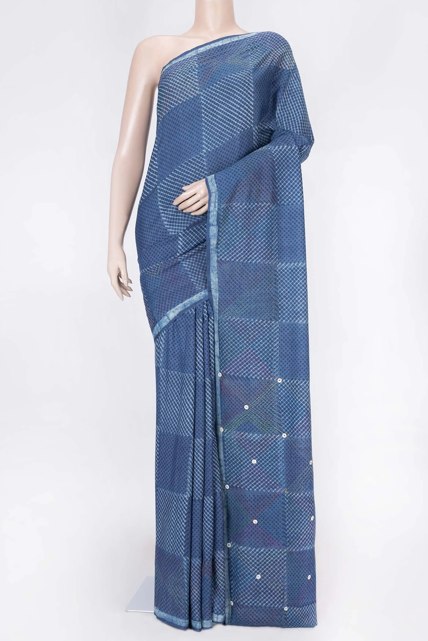Blue Dual Tone Tussar Silk Saree