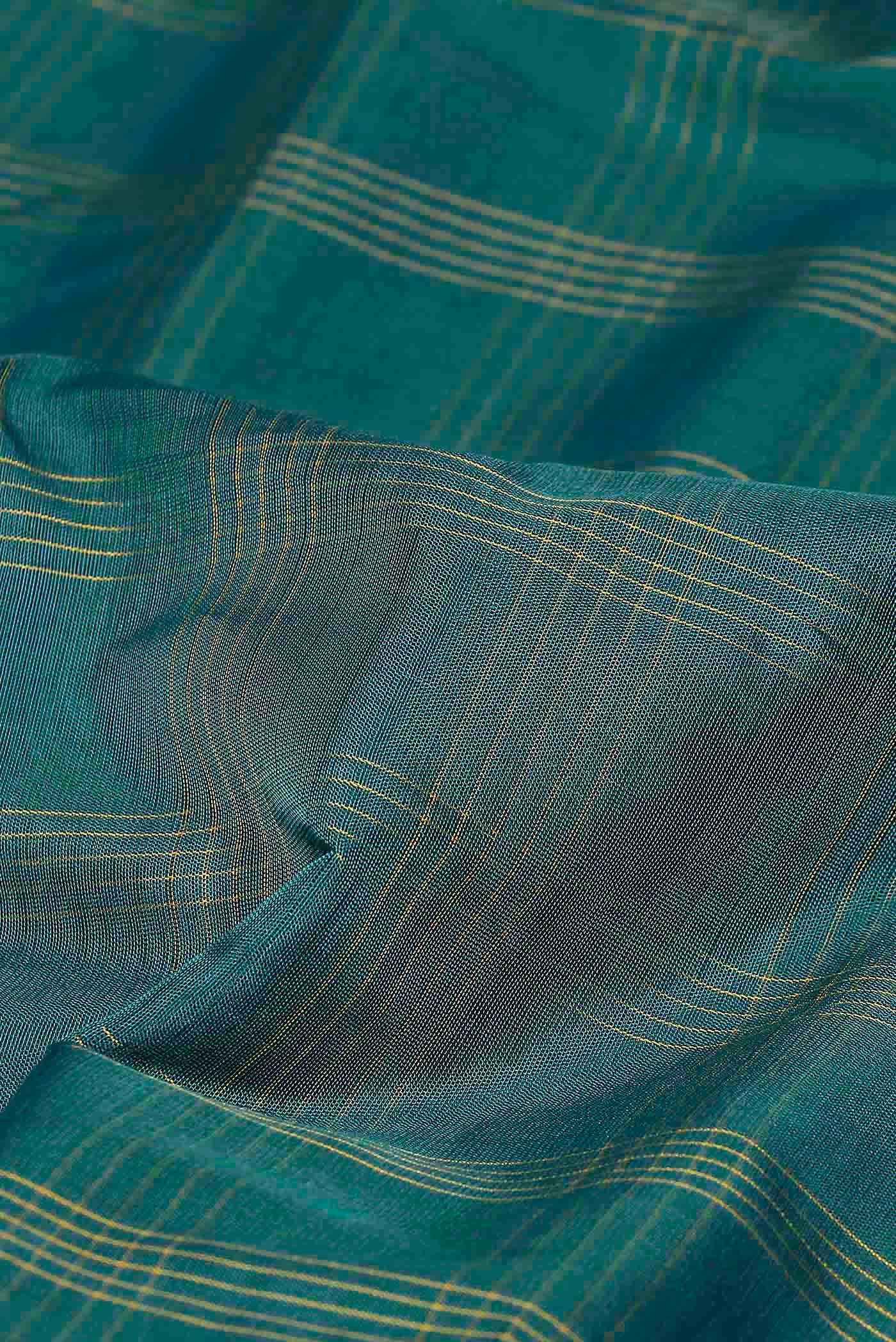Blue Gadwal Silk Cotton Saree - Image 3