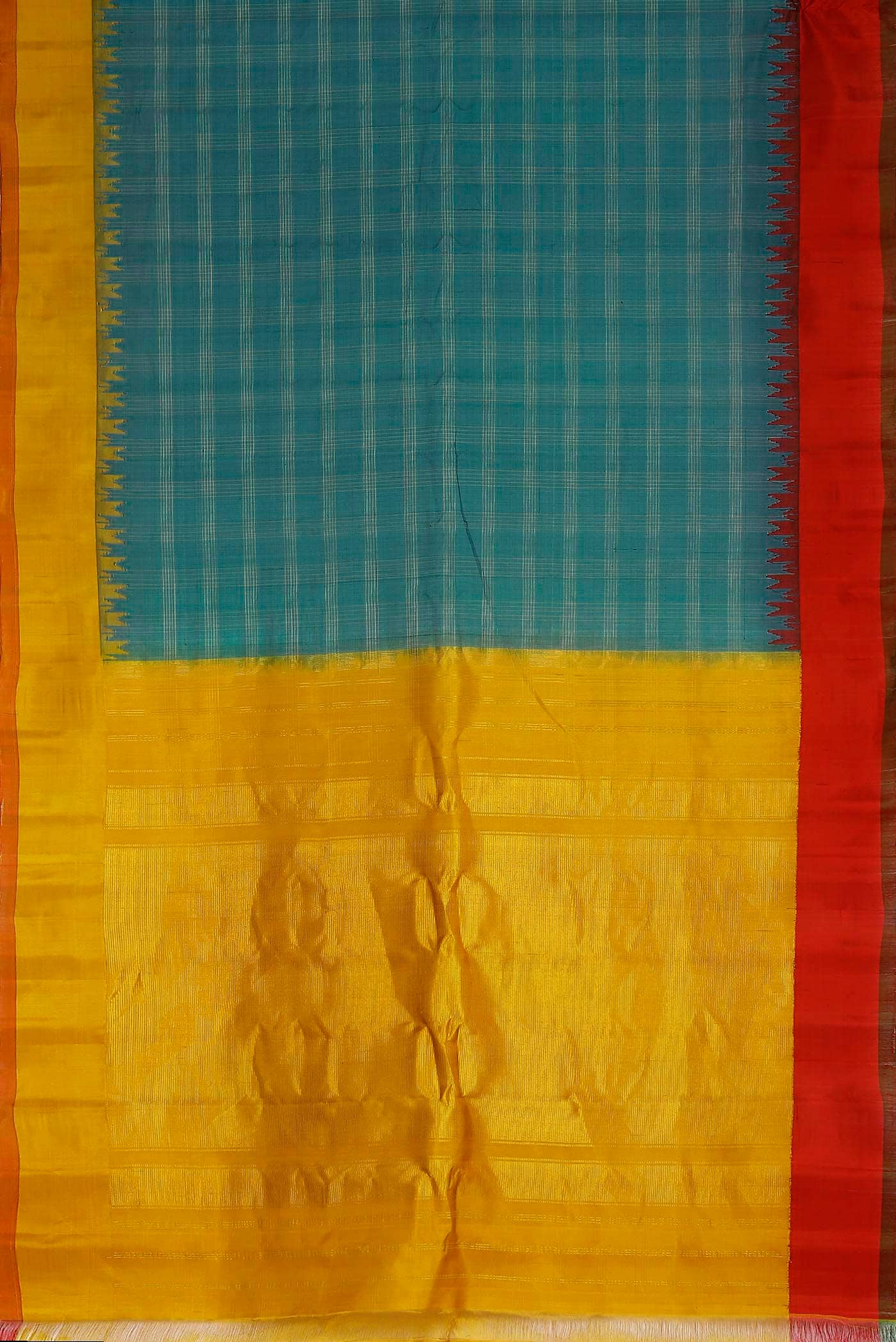 Blue Gadwal Silk Cotton Saree - Image 4