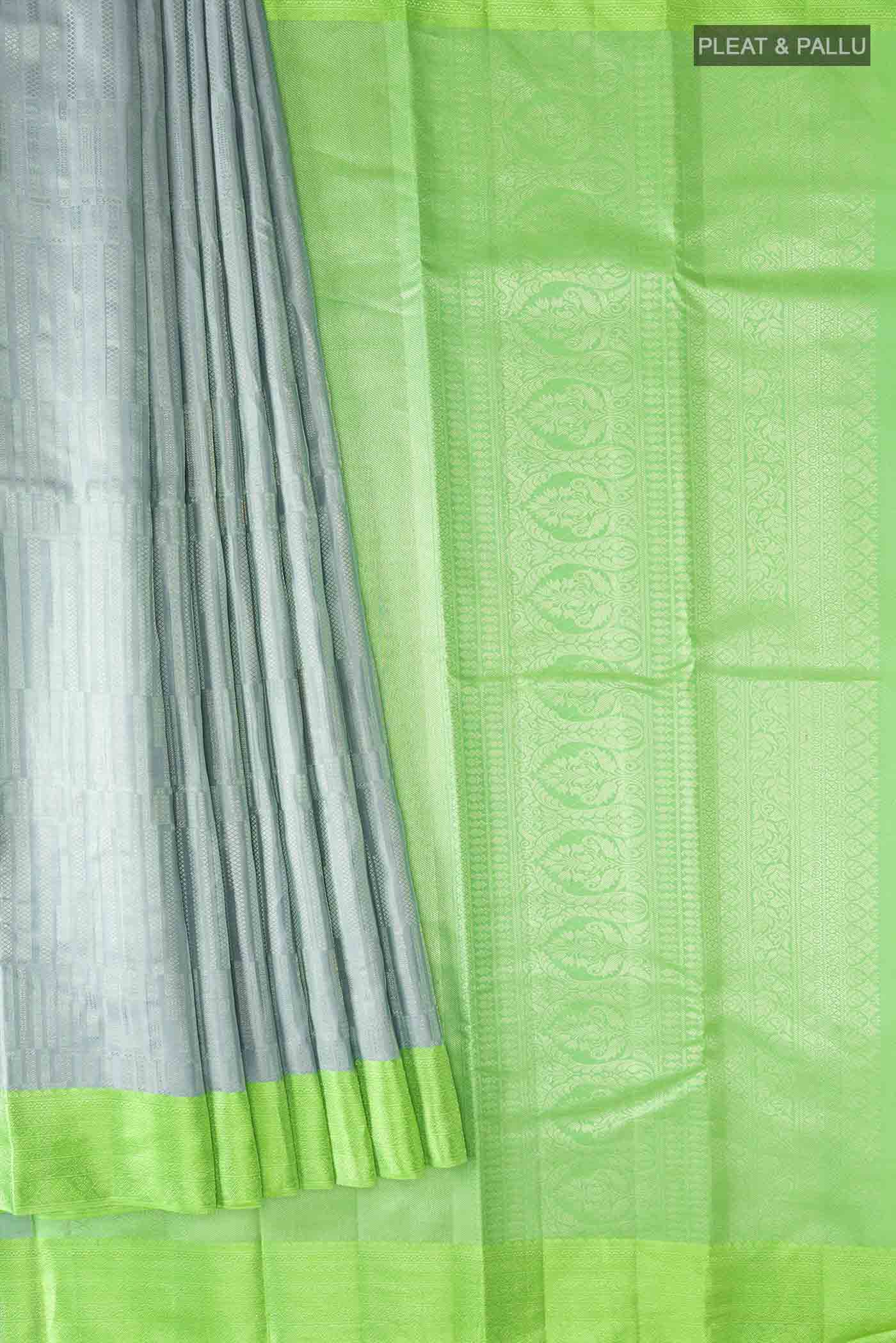 Blue Grey Kanjivaram Silk Saree - Image 4