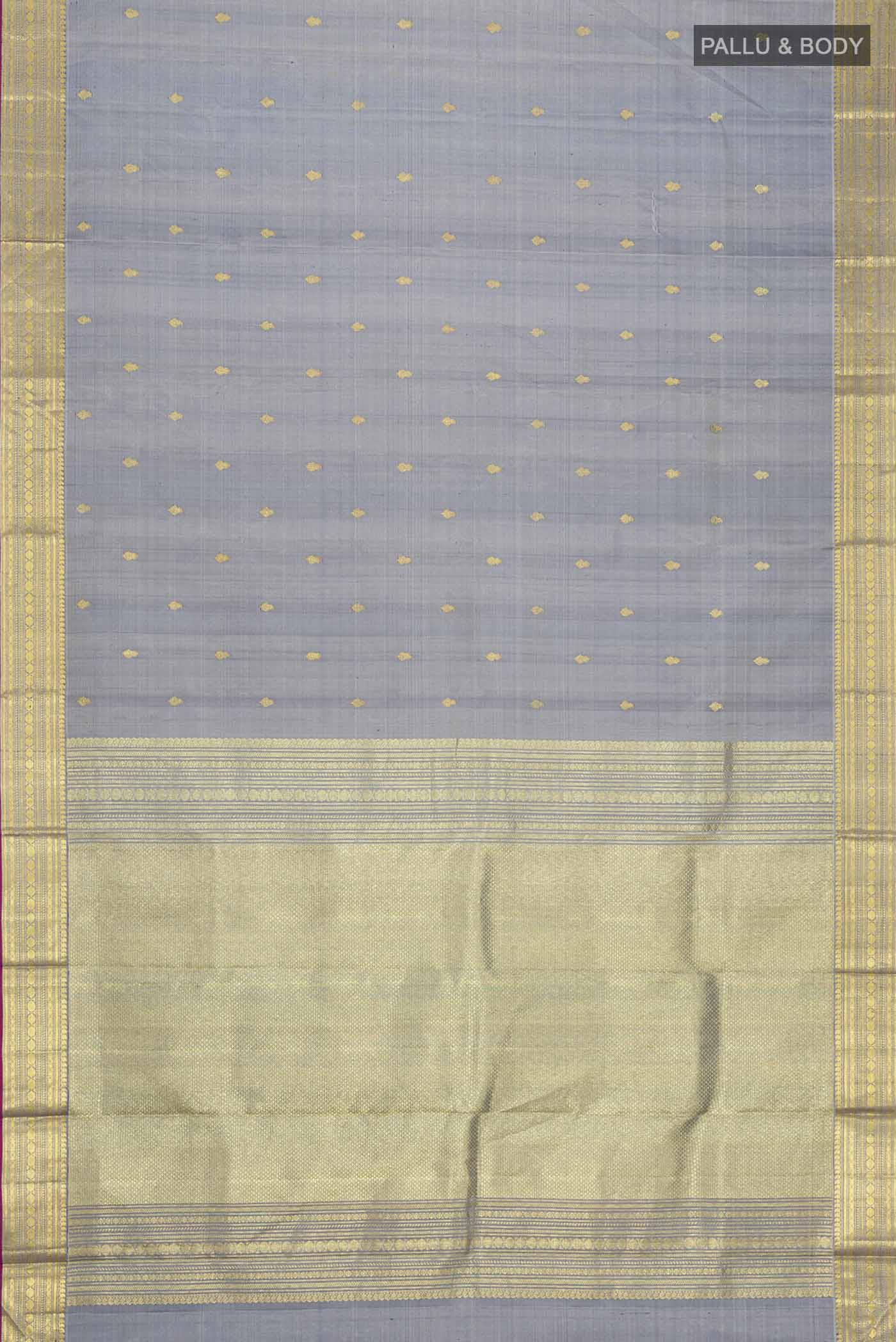 Blue Grey Kanchipuram Silk Saree - Image 6