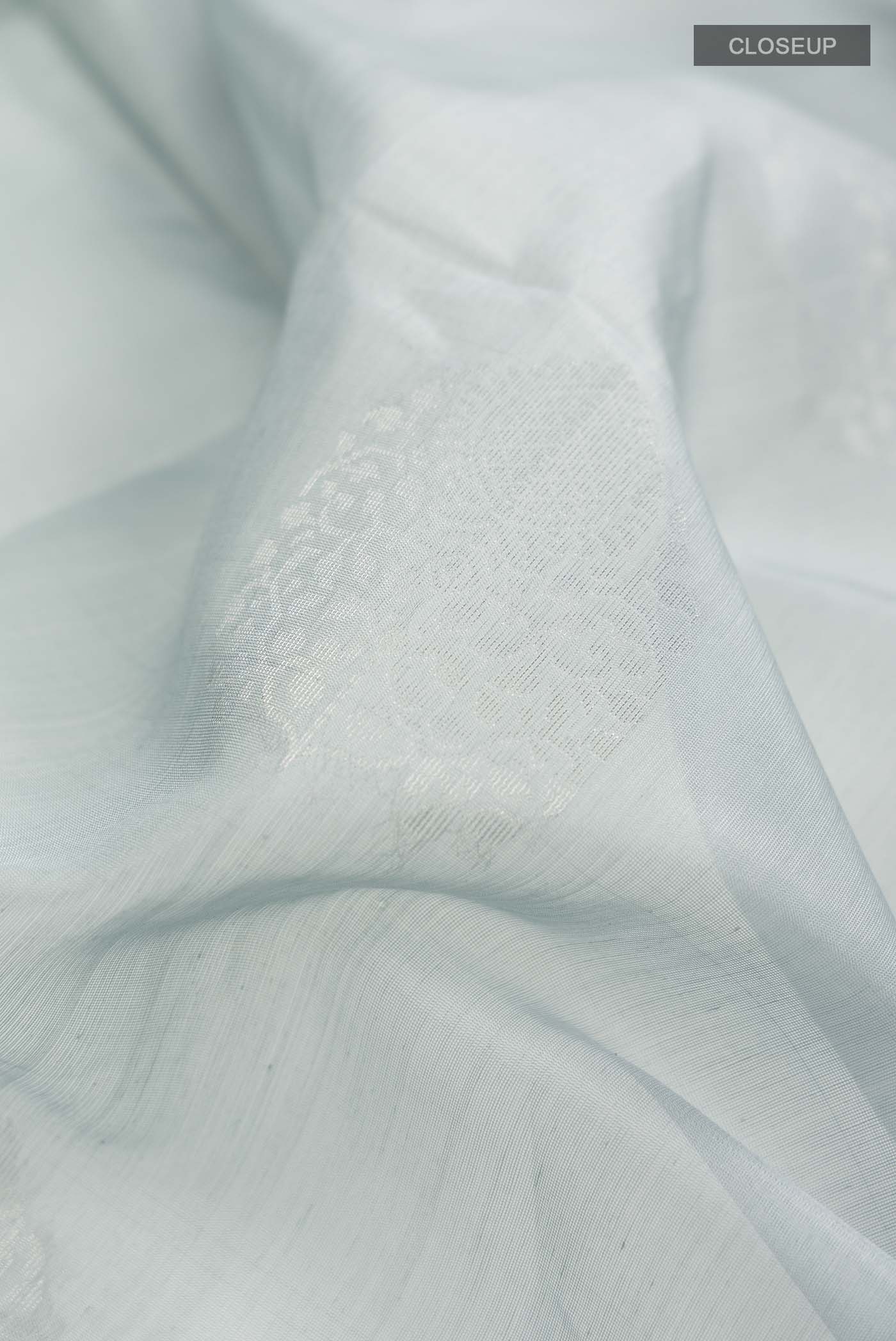 Blue Grey Silk Cotton Saree - Image 2
