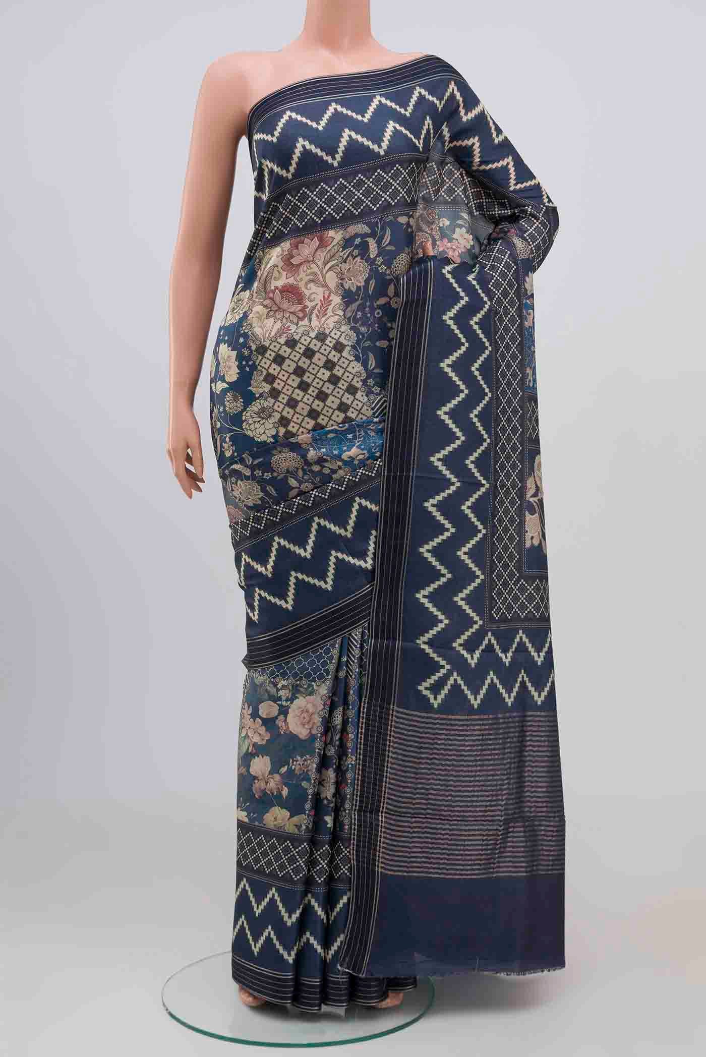 Blue Tussar Silk Saree