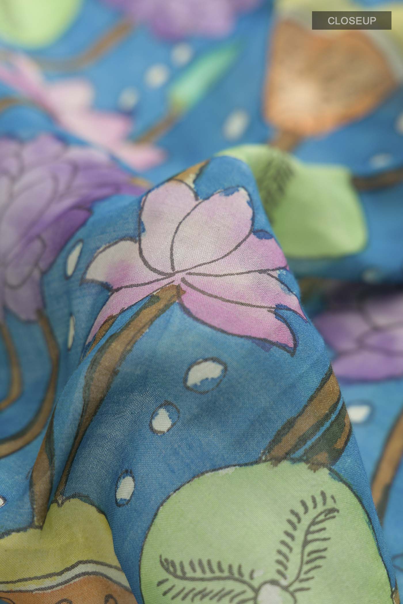 Blue Kalamkari Cotton Saree - Image 2