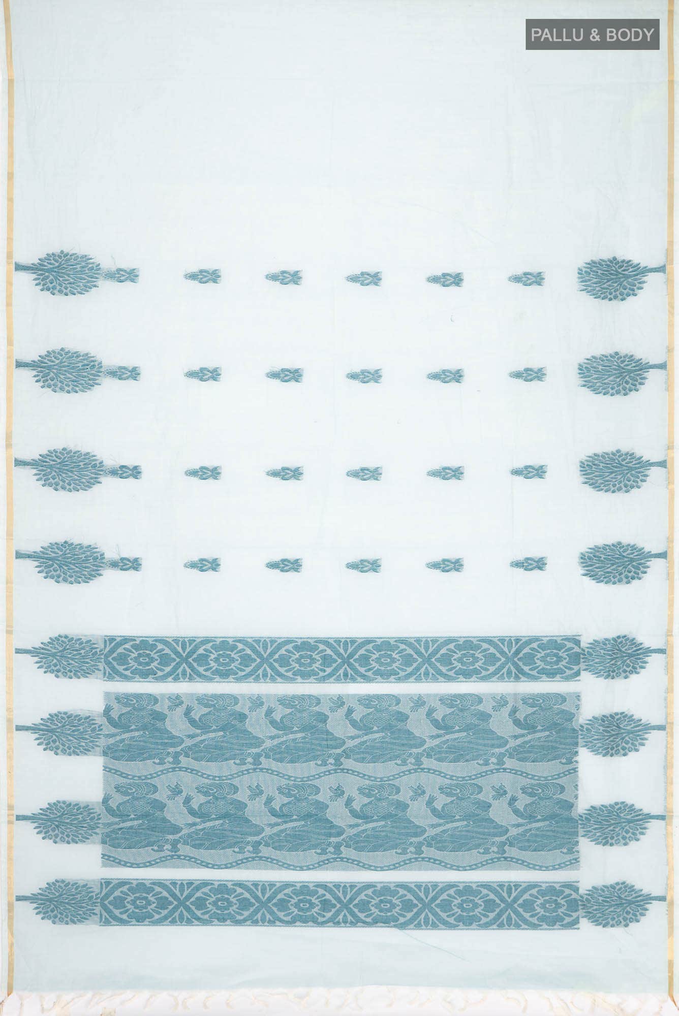 Blue Kanchi Cotton Saree - Image 4