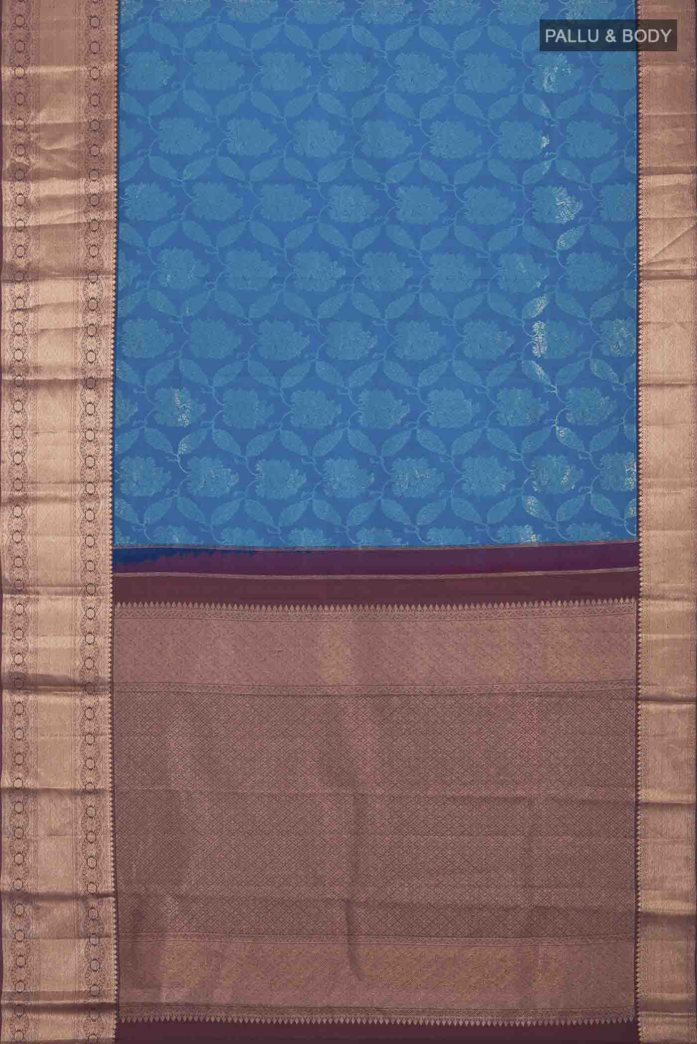 Blue Kanchipuram Silk Saree - Image 6