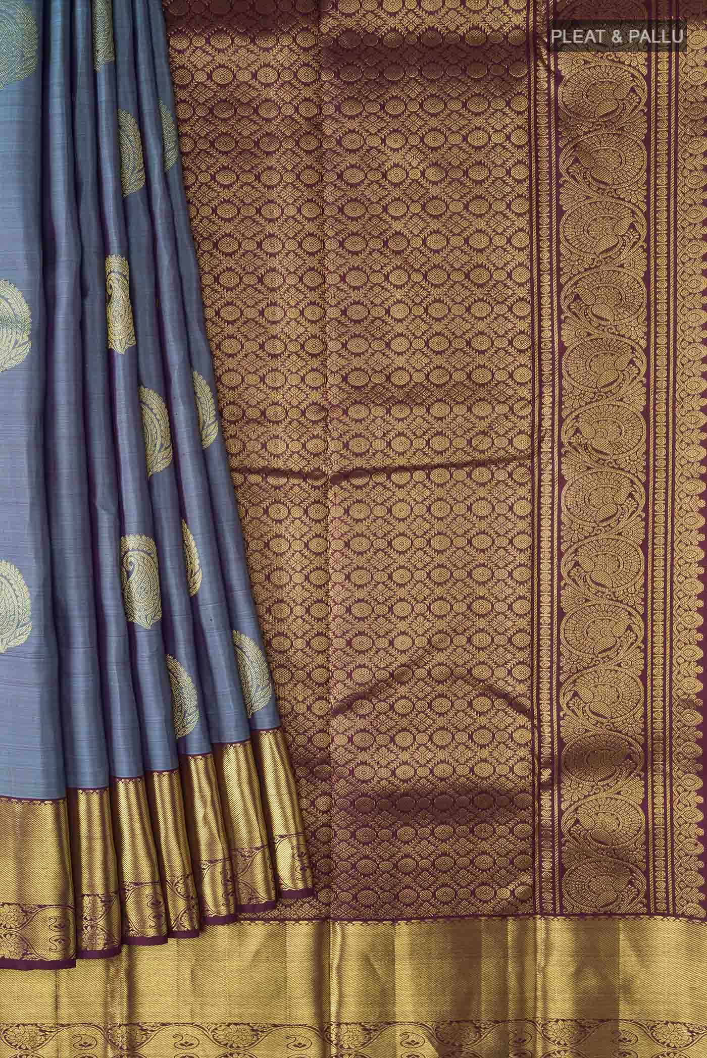 Blue Kanjivaram Silk Saree - Image 4