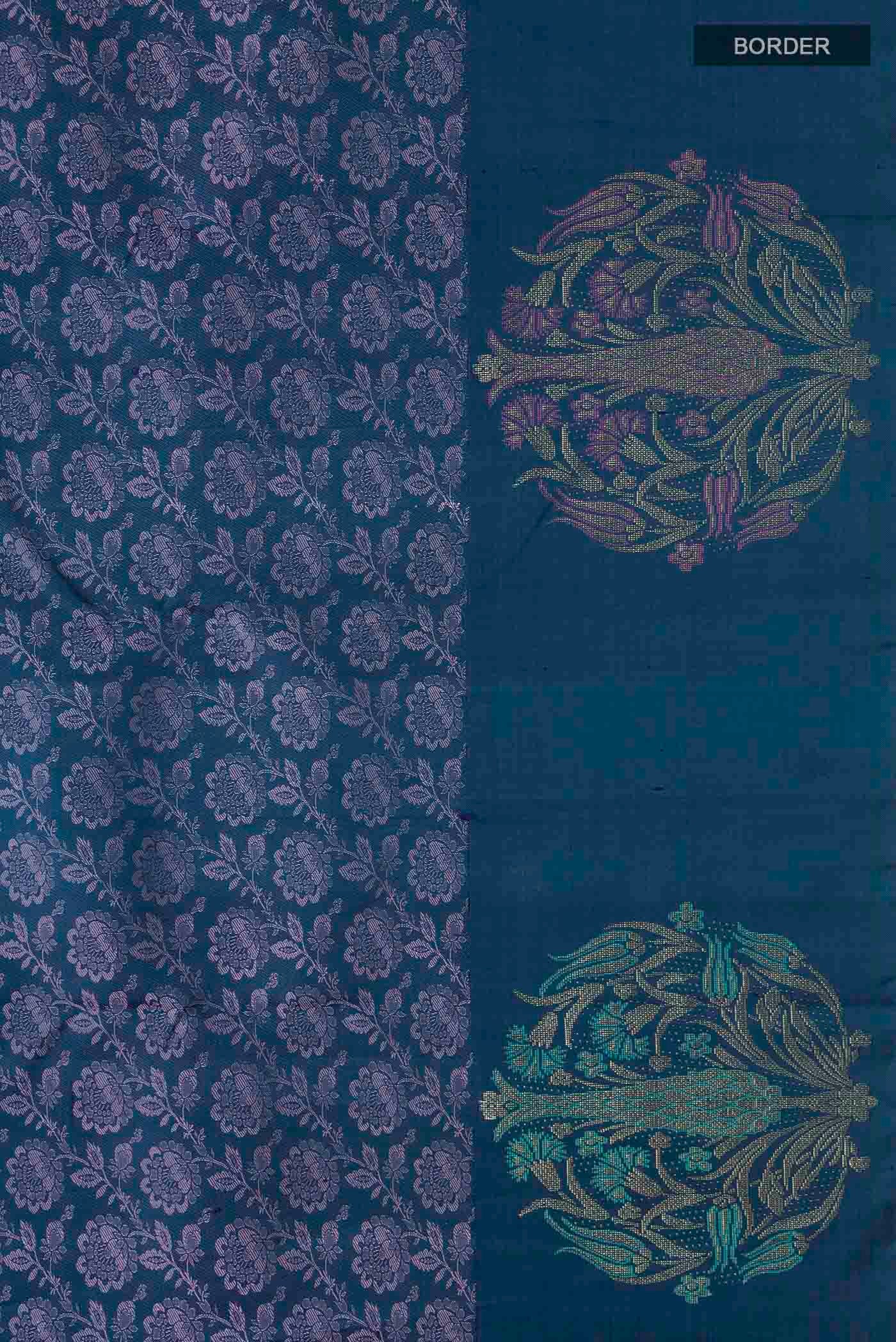 Blue Kanchipuram Silk Saree - Image 3