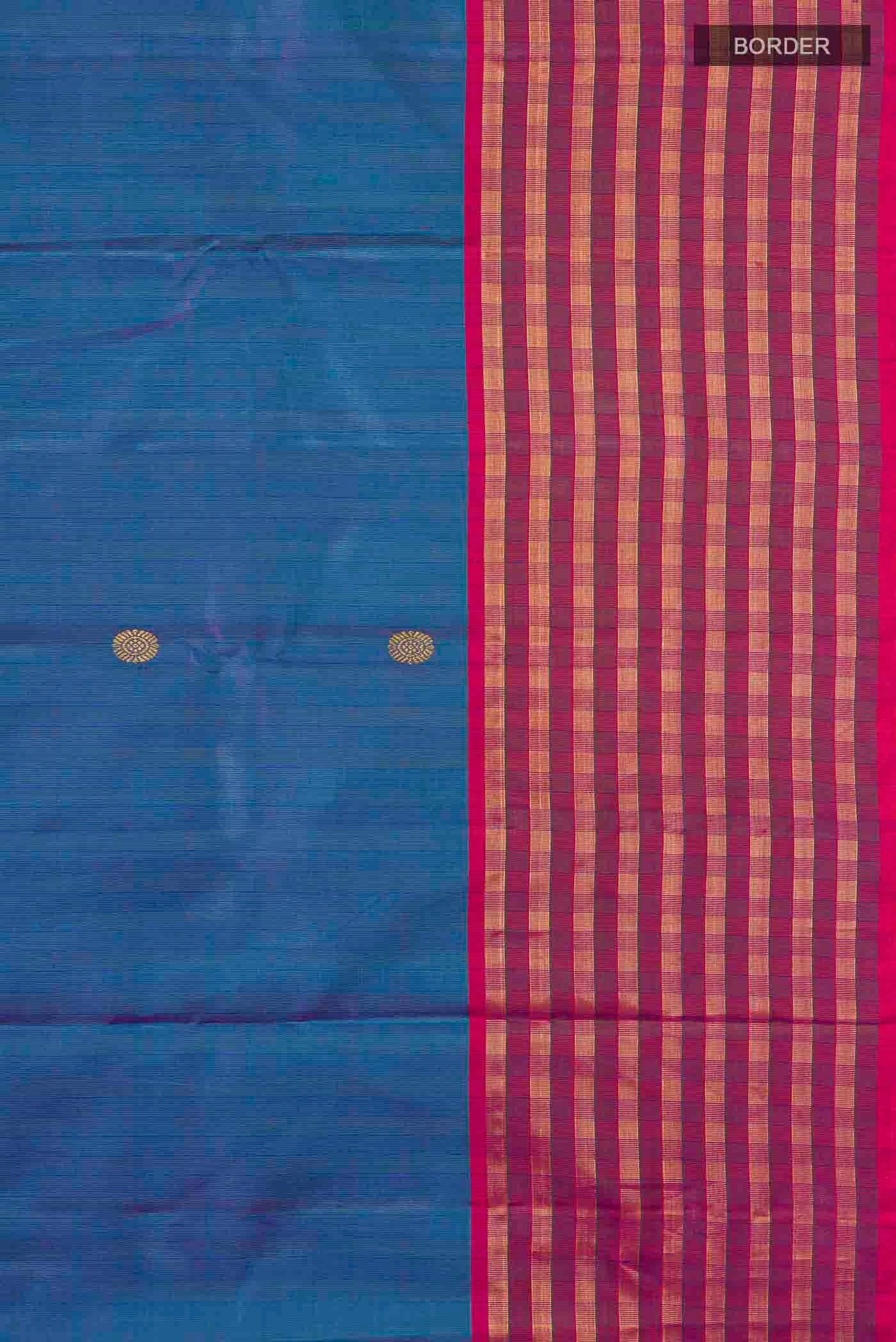Blue Kanchipuram Silk Saree - Image 3