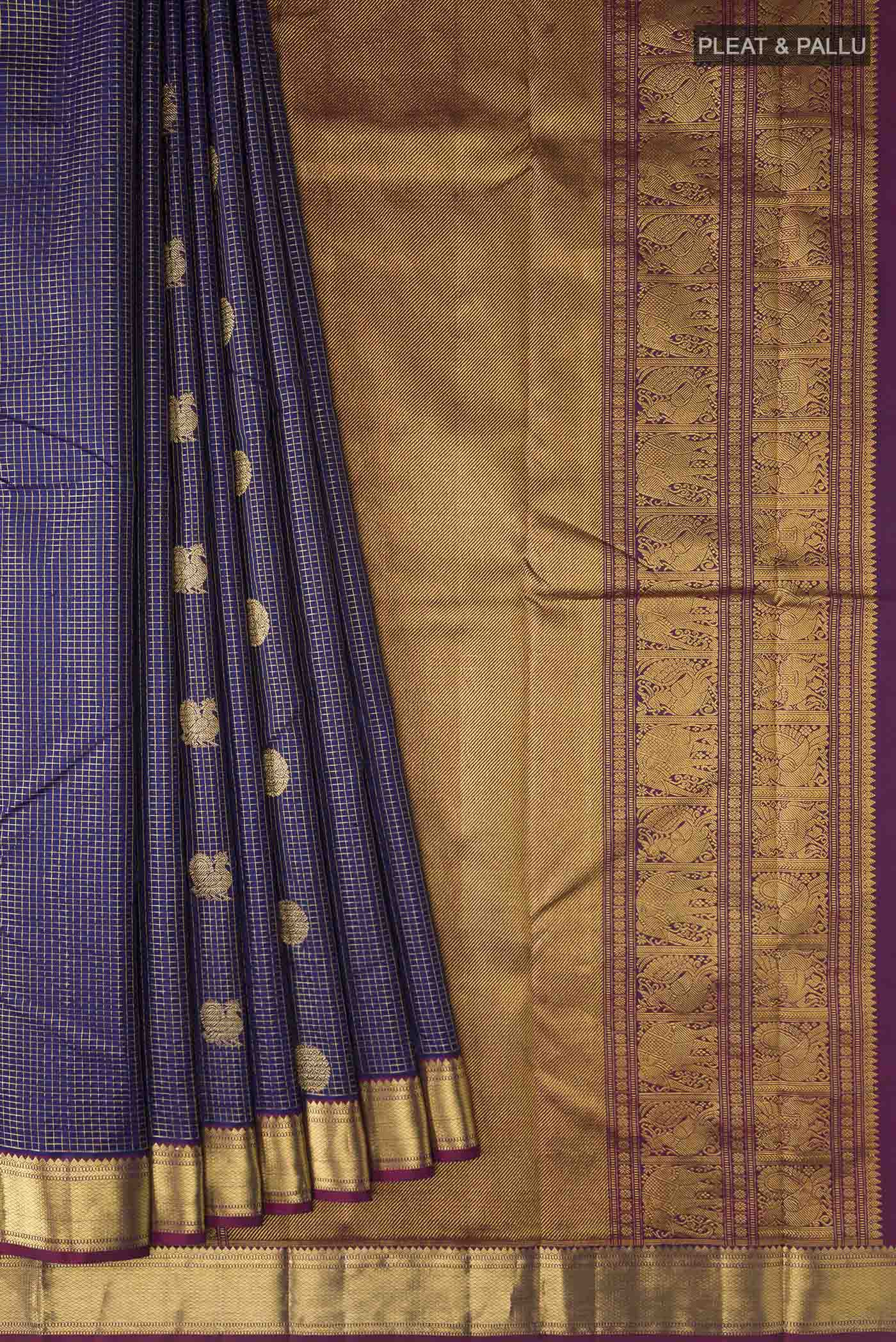 Blue Kanjivaram Silk Saree - Image 4