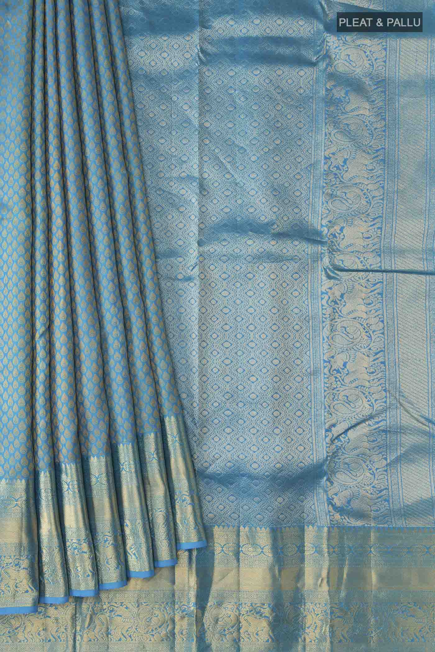 Blue Kanjivaram Silk Saree - Image 4