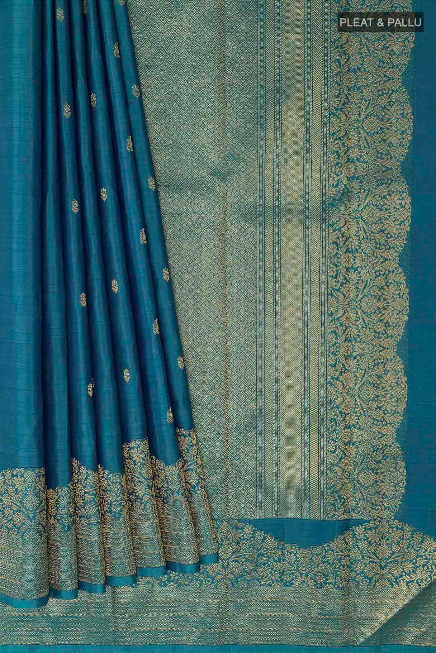 Blue Kanjivaram Silk Saree - Image 4