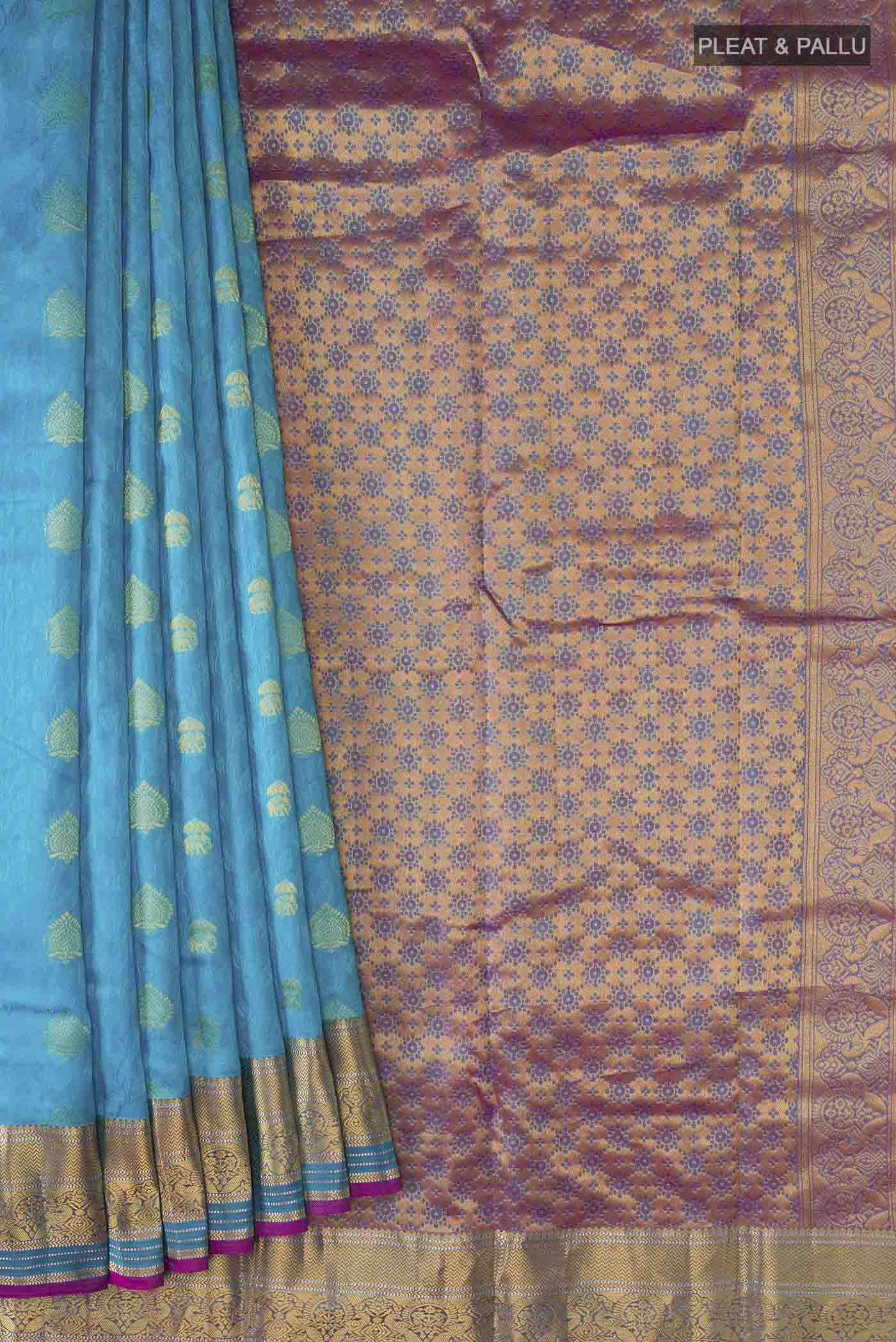 Blue Kanchipuram Silk Saree - Image 4