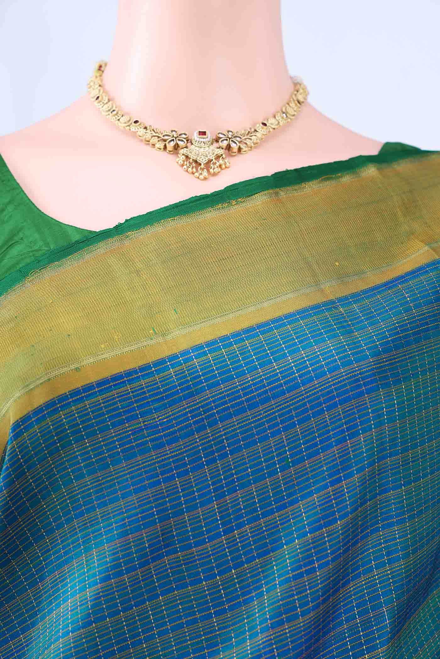 Blue Kanjivaram Silk Saree - Image 3