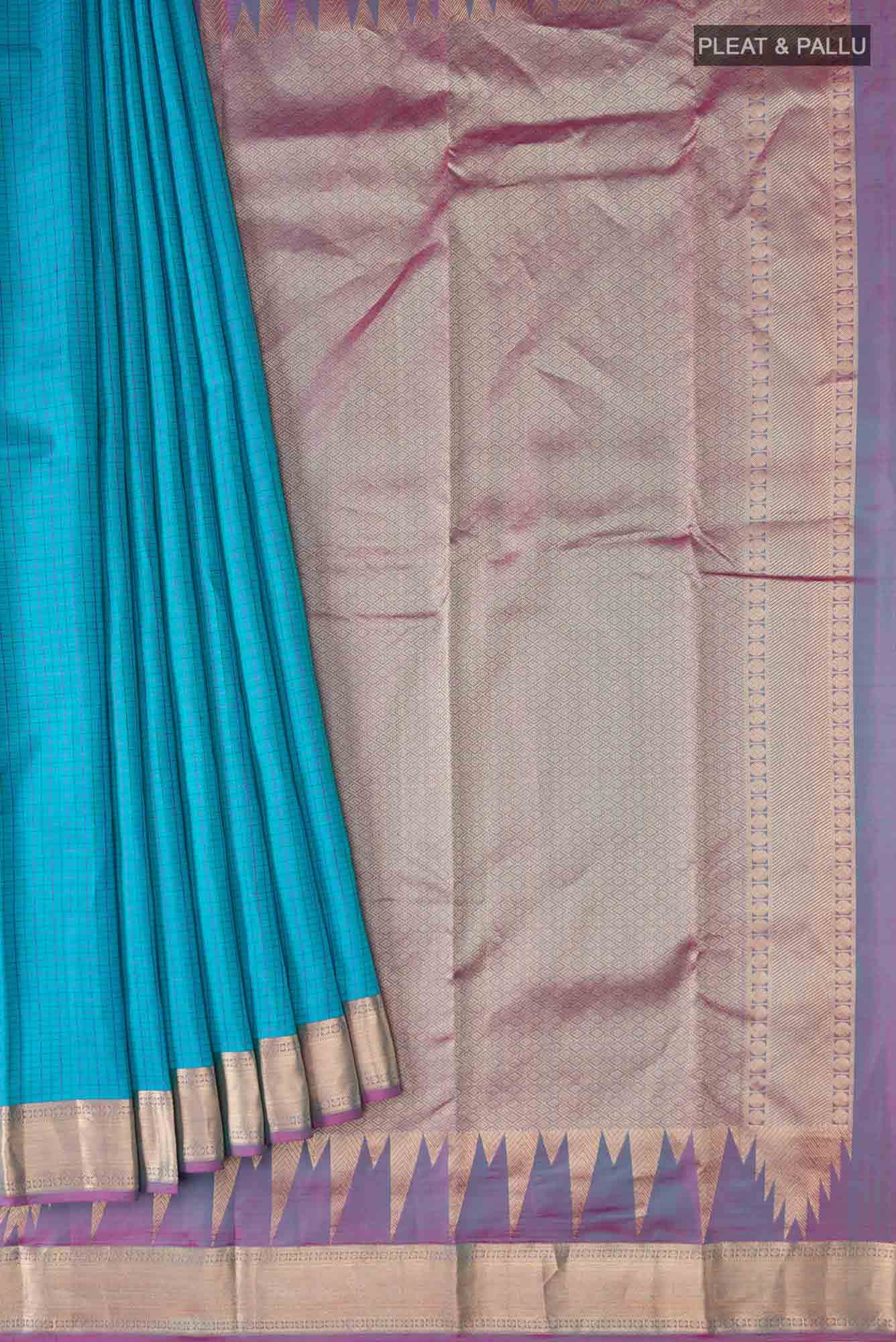 Blue Kanchipuram Silk Saree - Image 2