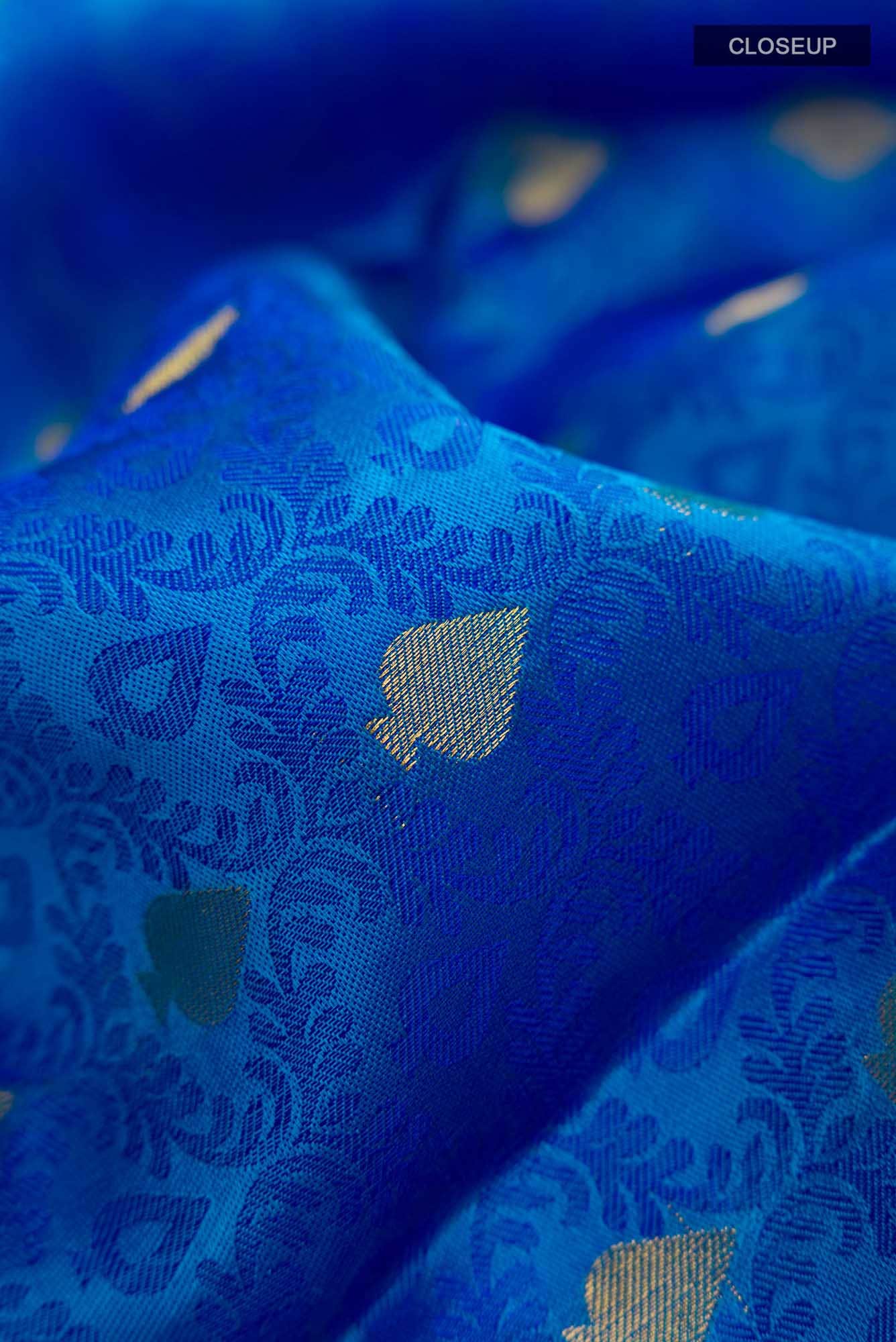 Blue Kanchipuram Silk Saree - Image 3