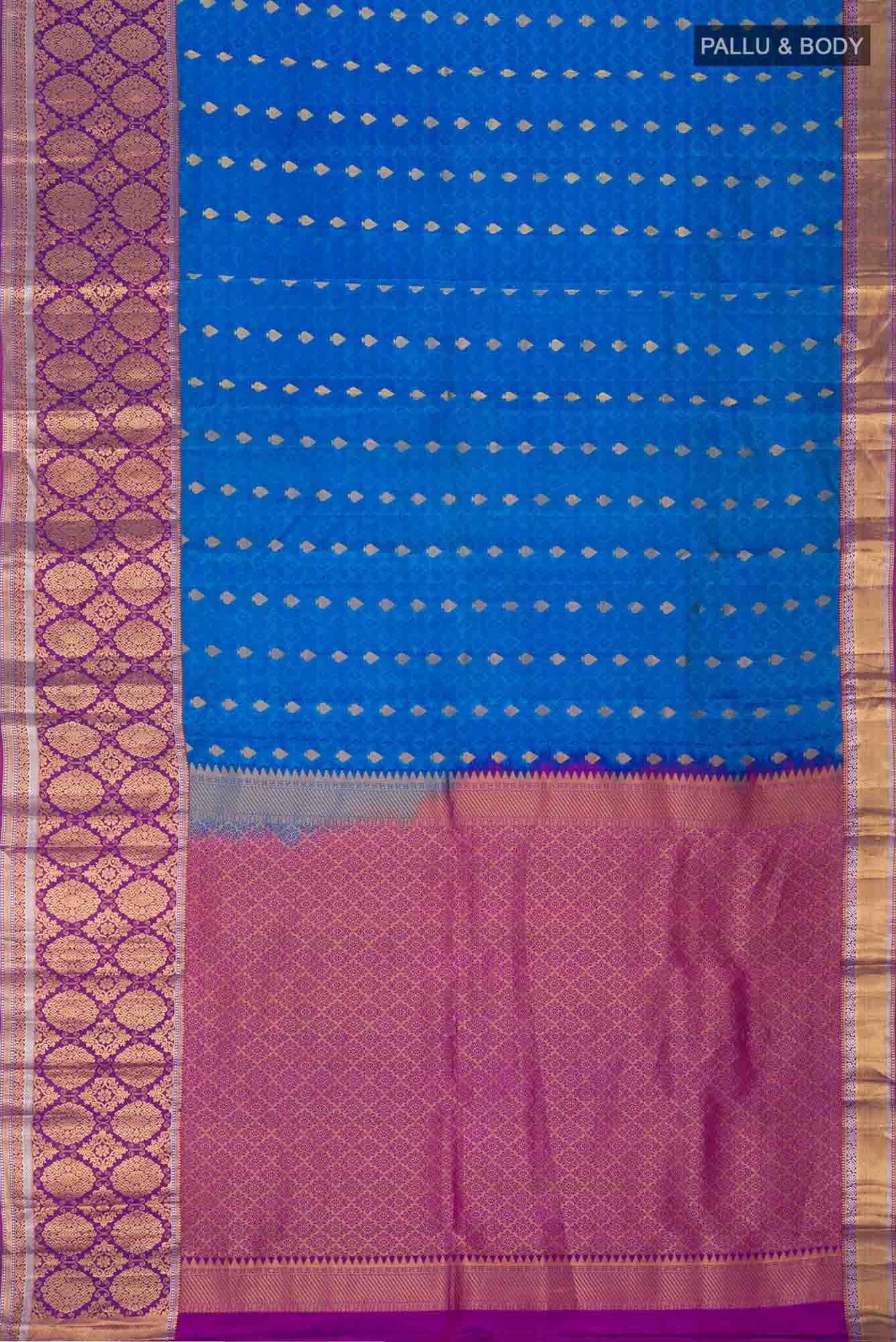 Blue Kanchipuram Silk Saree - Image 4