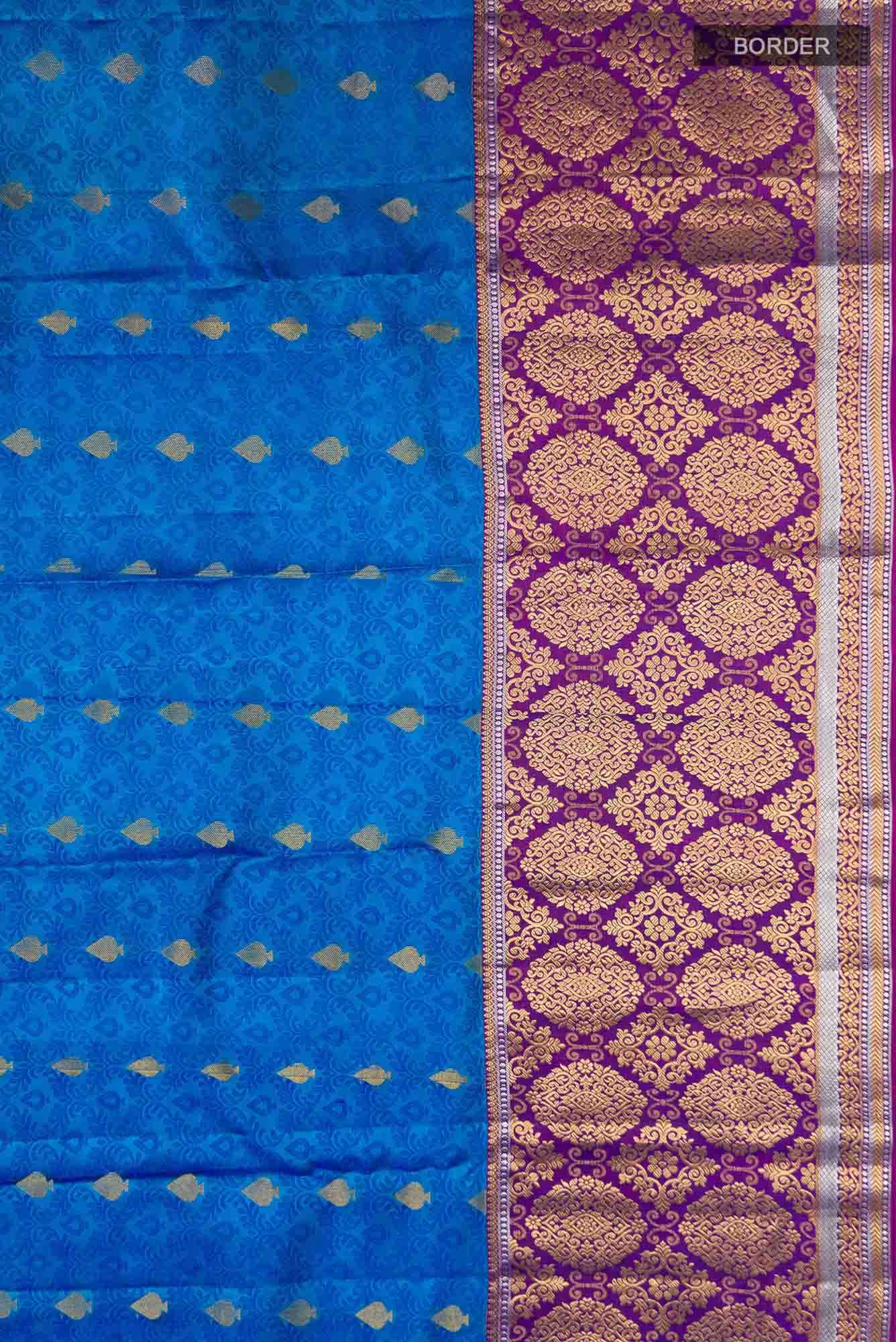 Blue Kanchipuram Silk Saree - Image 5