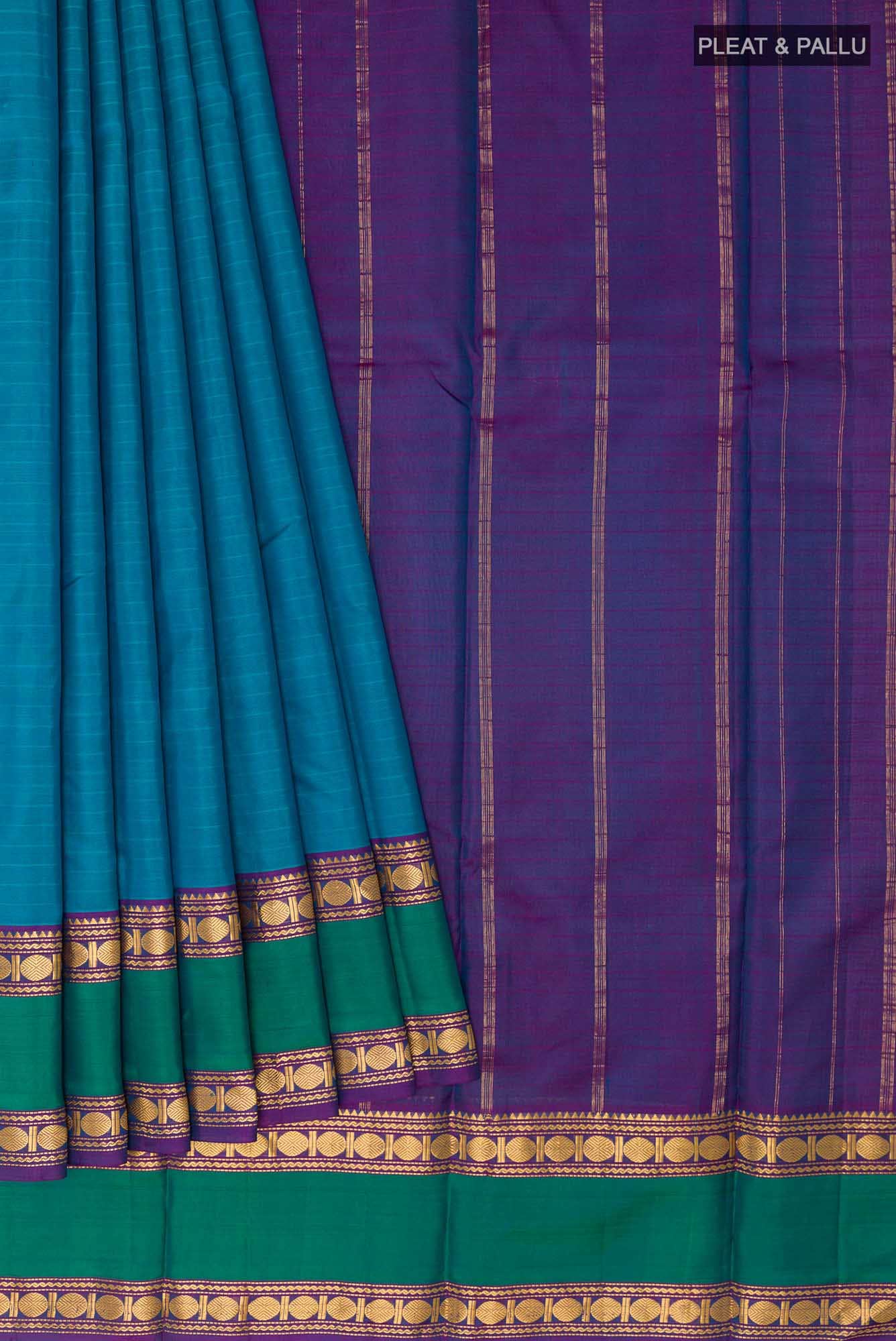 Blue Kanchipuram Silk Saree - Image 2