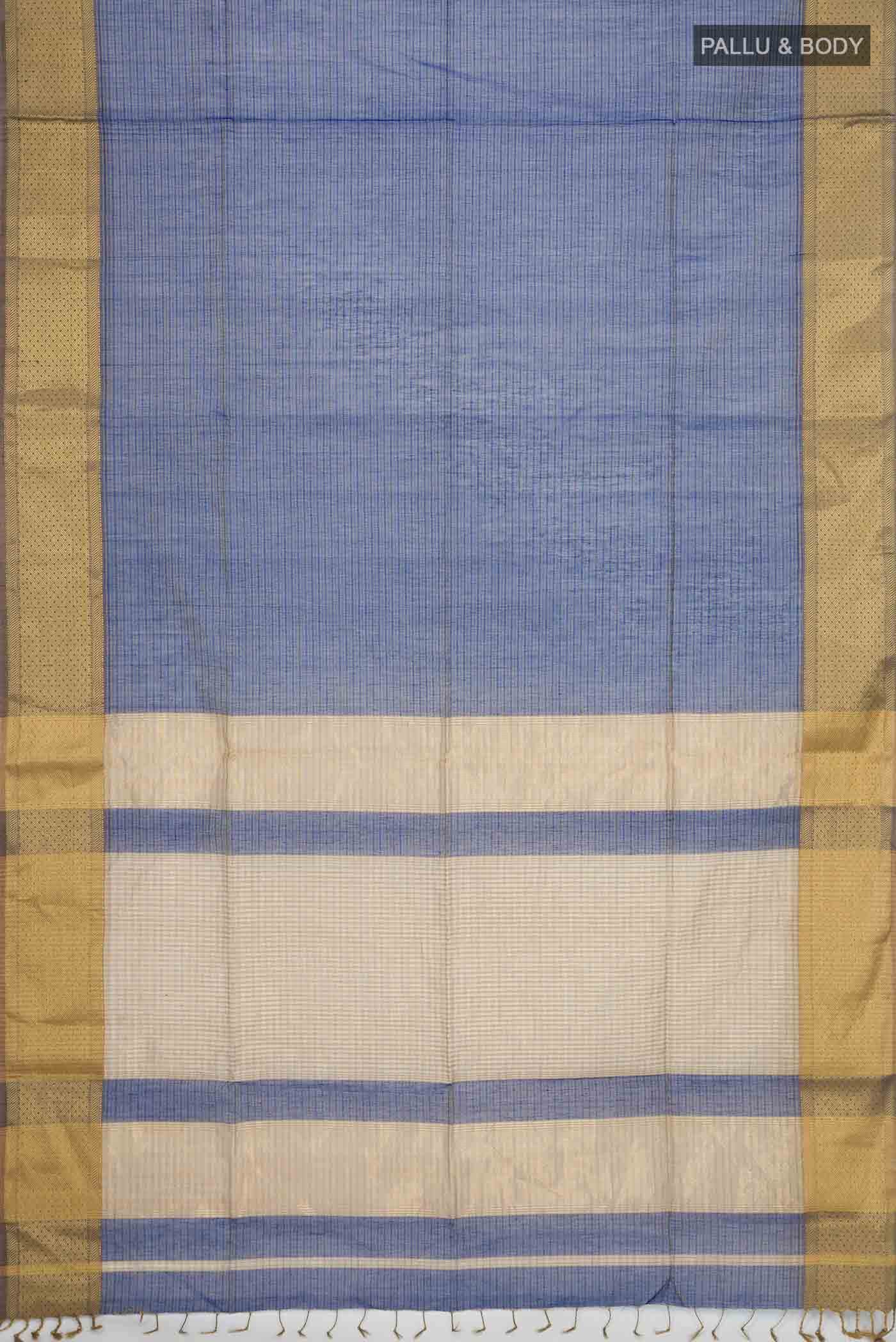 Blue Maheshwari Silk Cotton Saree - Image 2