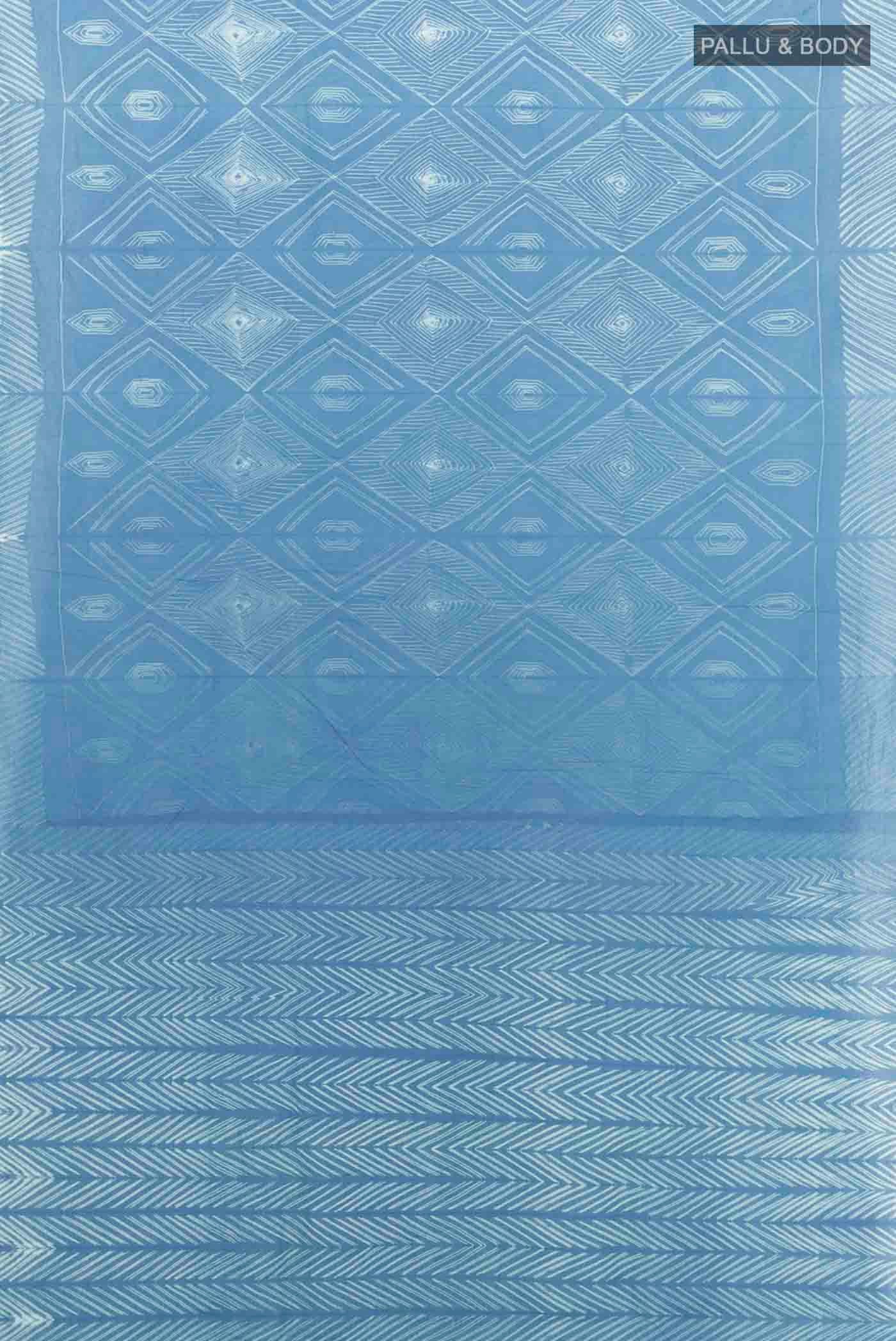 Blue Maheshwari Silk Cotton Saree - Image 5