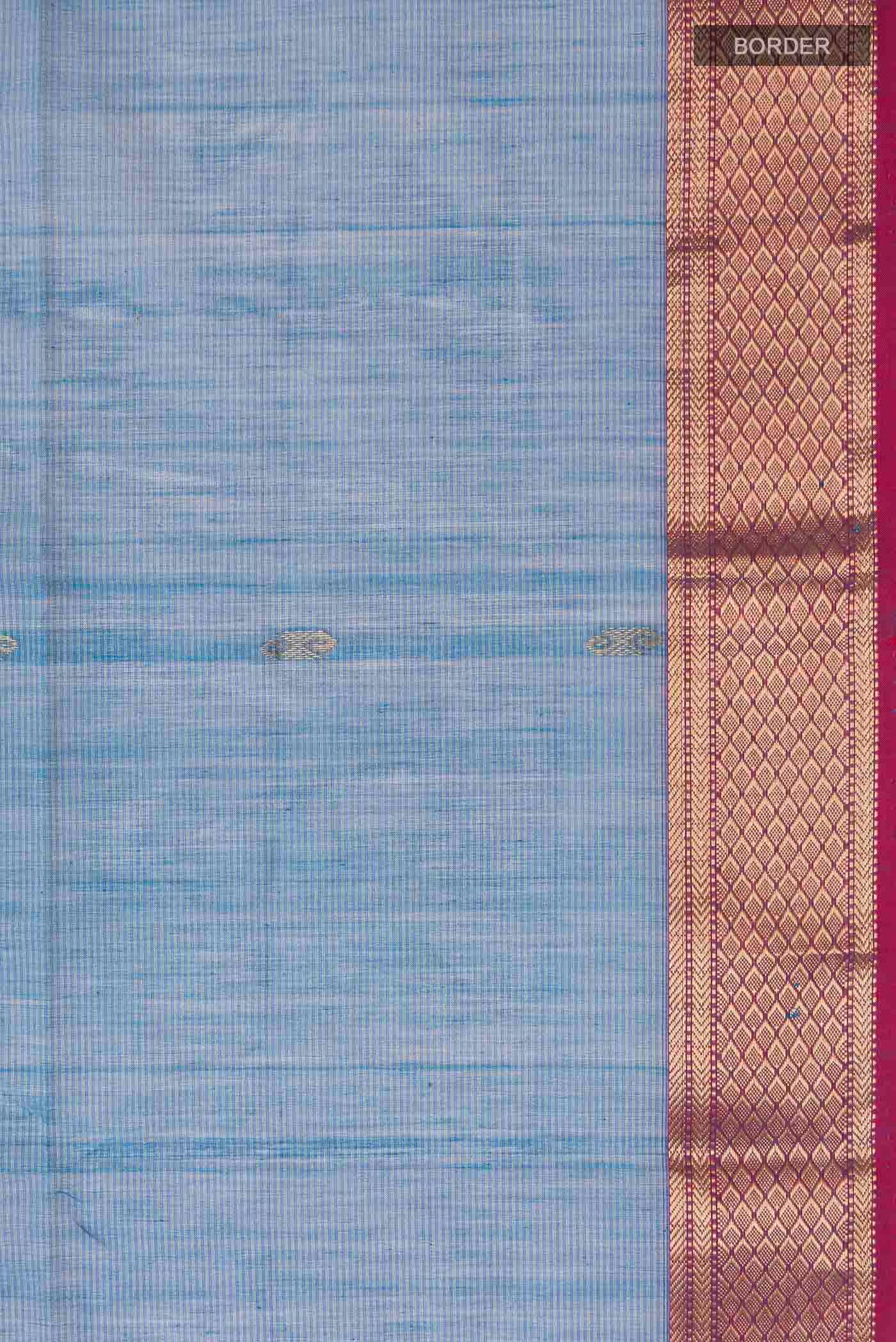 Blue Maheshwari Silk Saree - Image 3