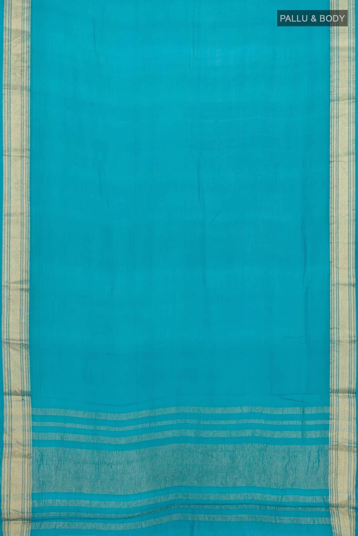 Blue Mysore Chiffon Saree - Image 3