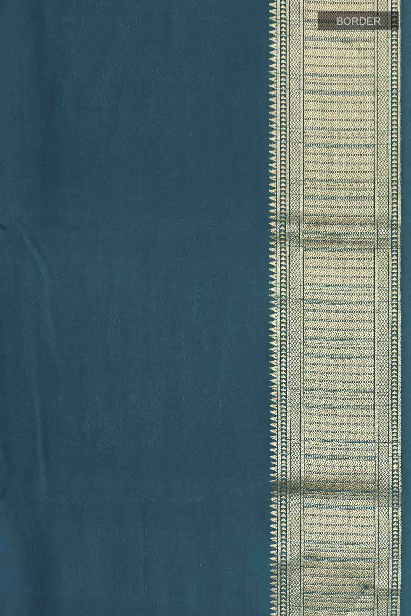 Blue Mysore Crepe Saree - Image 3
