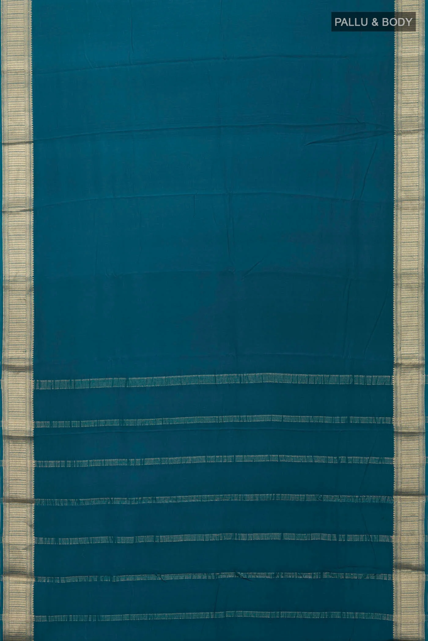 Blue Mysore Crepe Saree - Image 5