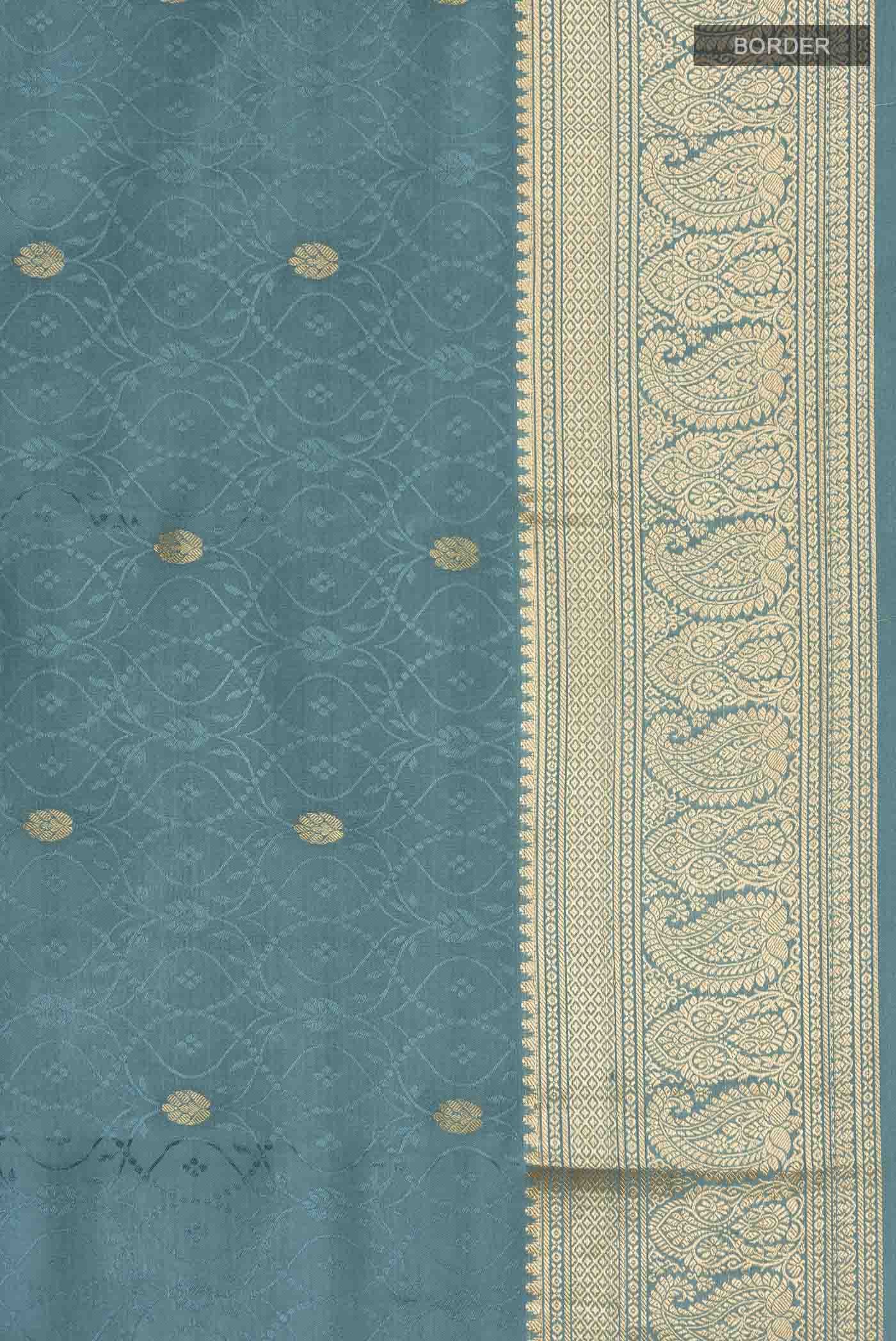 Blue Mysore Crepe Saree - Image 3