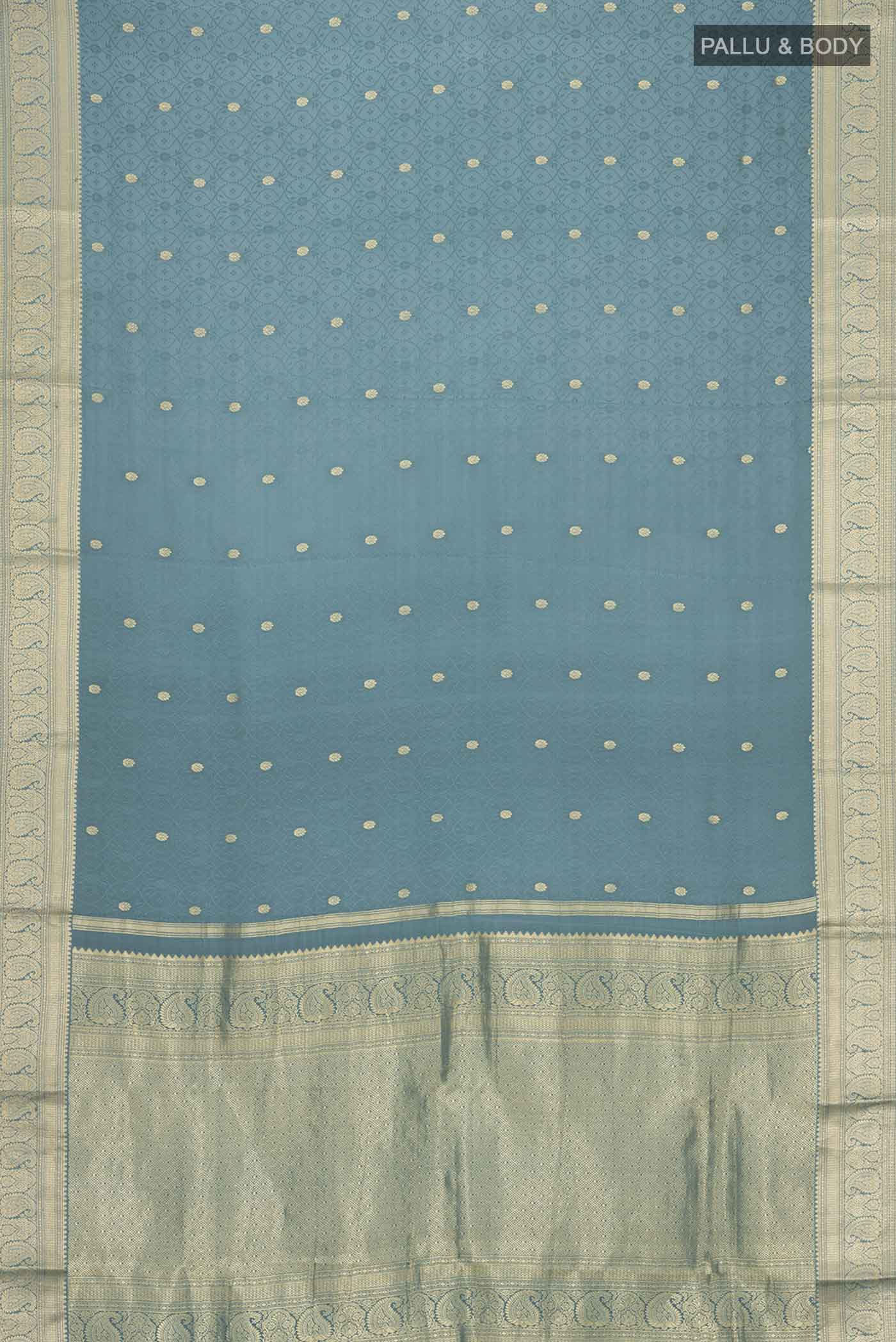 Blue Mysore Crepe Saree - Image 5