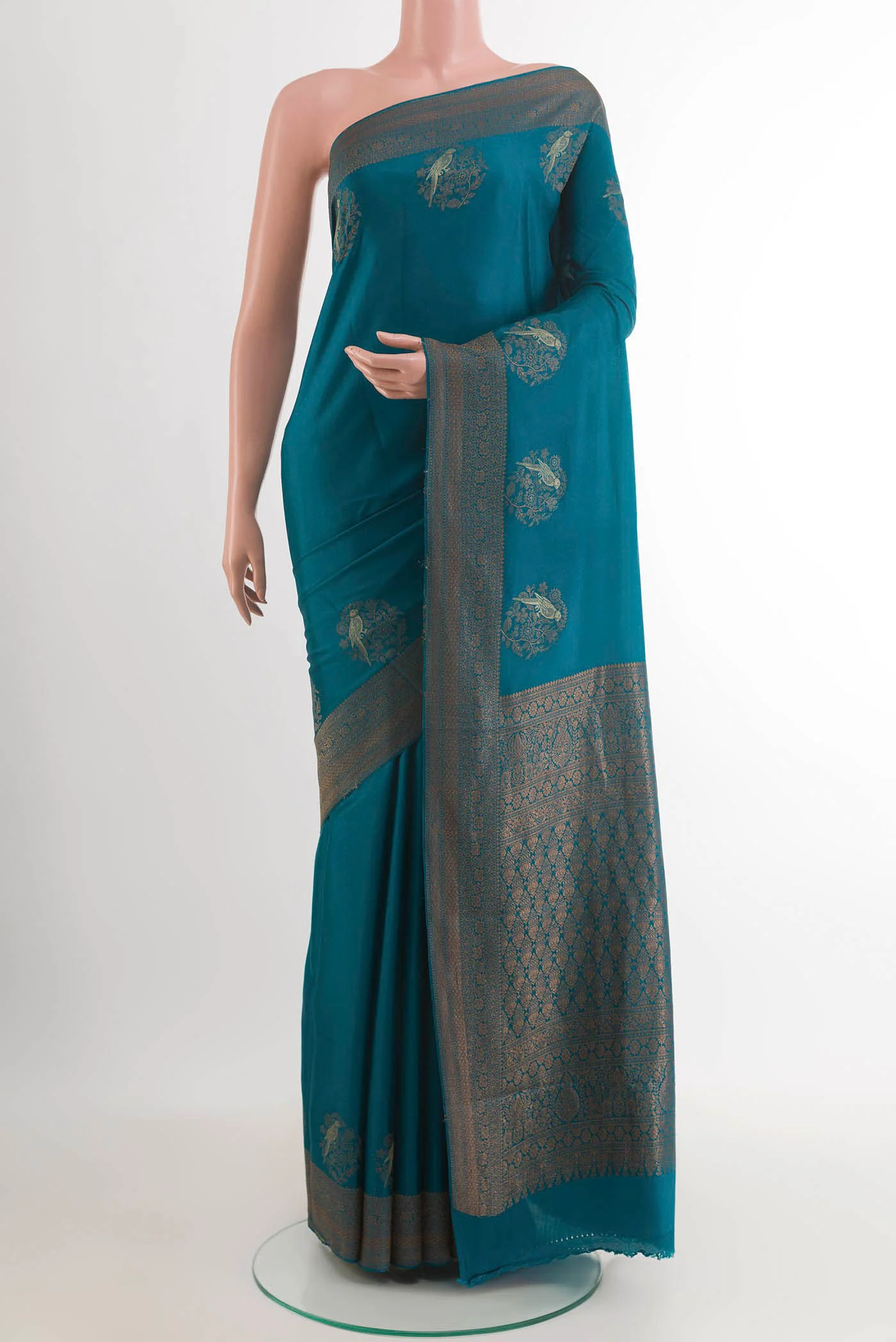 Blue Mysore Crepe Saree