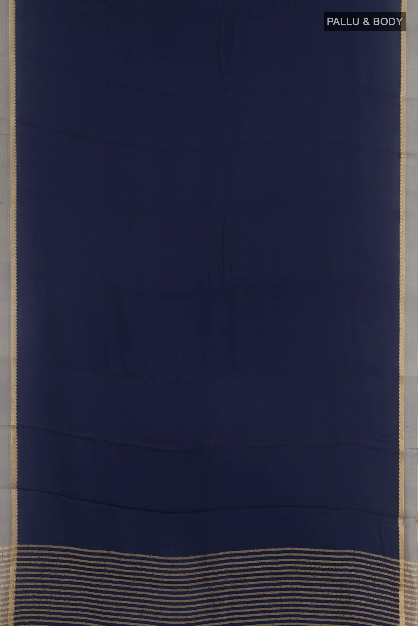 Navy Blue Mysore Crepe Saree - Image 3