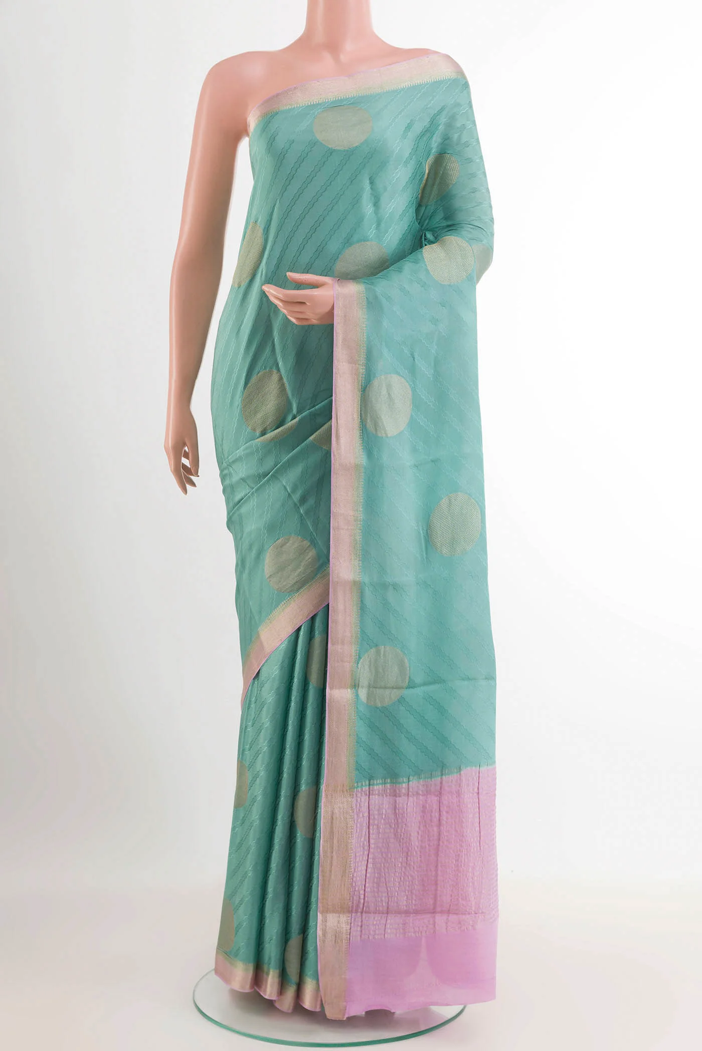 Blue Mysore Crepe Saree